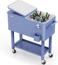 VINGLI Rolling Ice Chest, Portable Patio Party Bar Drink Cooler Cart, with Shelf, Beverage Pool with Bottle Opener