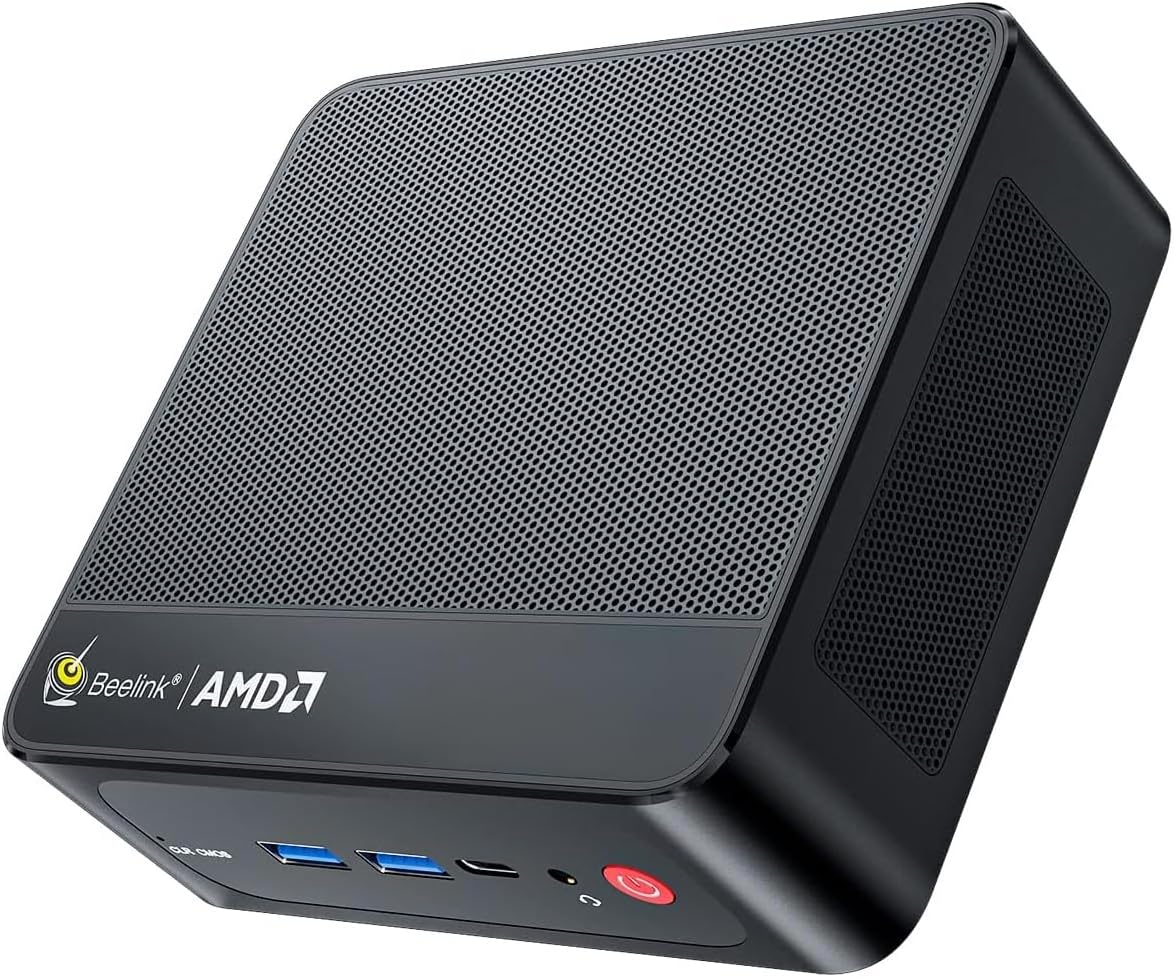 Beelink SER5 Mini PC, AMD Ryzen 7 7735HS(up to 4.75GHz) 8C/16T, Mini Computer 24GB LPDDR5 RAM 500GB NVMe PCIe 4.0 SSD, Mini Desktop Computer 4K Triple Screen Display WiFi6/BT5.2/WOL/W-11 Pro