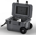 55 Quart Cooler with Wheels, Ice Chests Portable Camping Cooler Holds Ice up to 6 Days, Leak-Proof Outdoor Insulated Cooler with Handle, Cup Holders, Hard Cooler for Camping, Beach, Boat