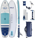 ISLE Pioneer Inflatable Stand Up Paddle Board, Incl. Coil Leash, Touring Fin, Travel Backpack, Hand Pump, Paddle - Beginner Friendly SUP - max. 285 lbs - 10'6'' Inflatable Paddle Boards for Adults