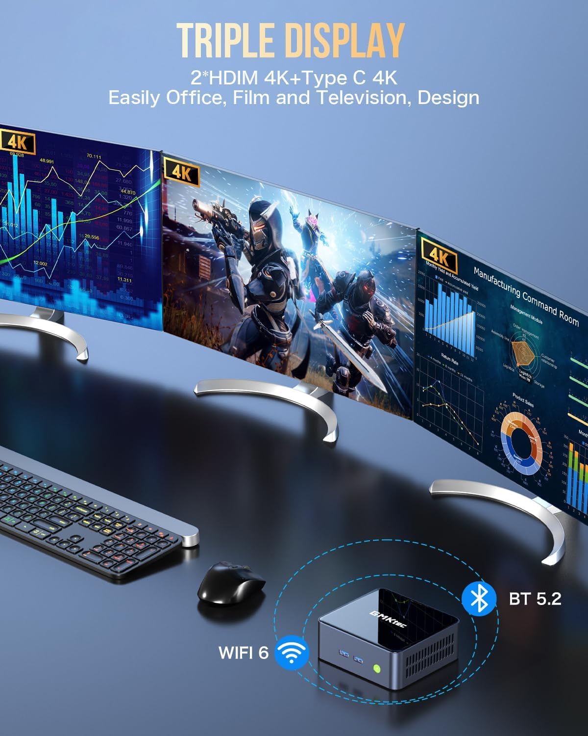GMKtec Mini PC Intel Core i7-1185G7 (up to 4.8 GHz) 16GB DDR4 512GB SSD Desktop Mini Computers WiFi 6, BT 5.2/ DP, HDMI/RJ45 2.5G/USB4.0