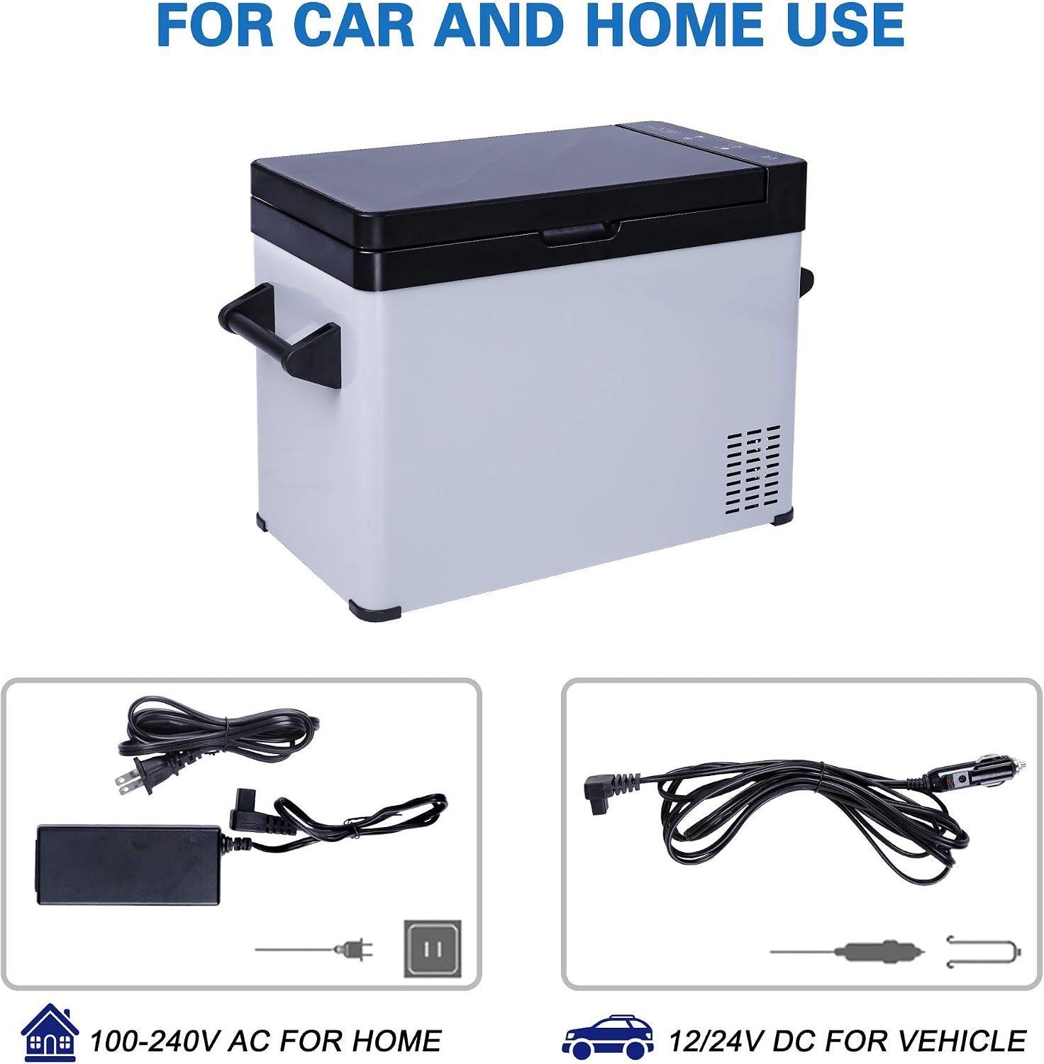 52-Quart Portable Refrigerator Freezer, 2 IN 1, -7.6°F to 68°F Quick Cooling 12V Portable Car Refrigerator with LCD Display for Home, Shockproof Large Cooler for Outdoor RV Camping Travel, One Door