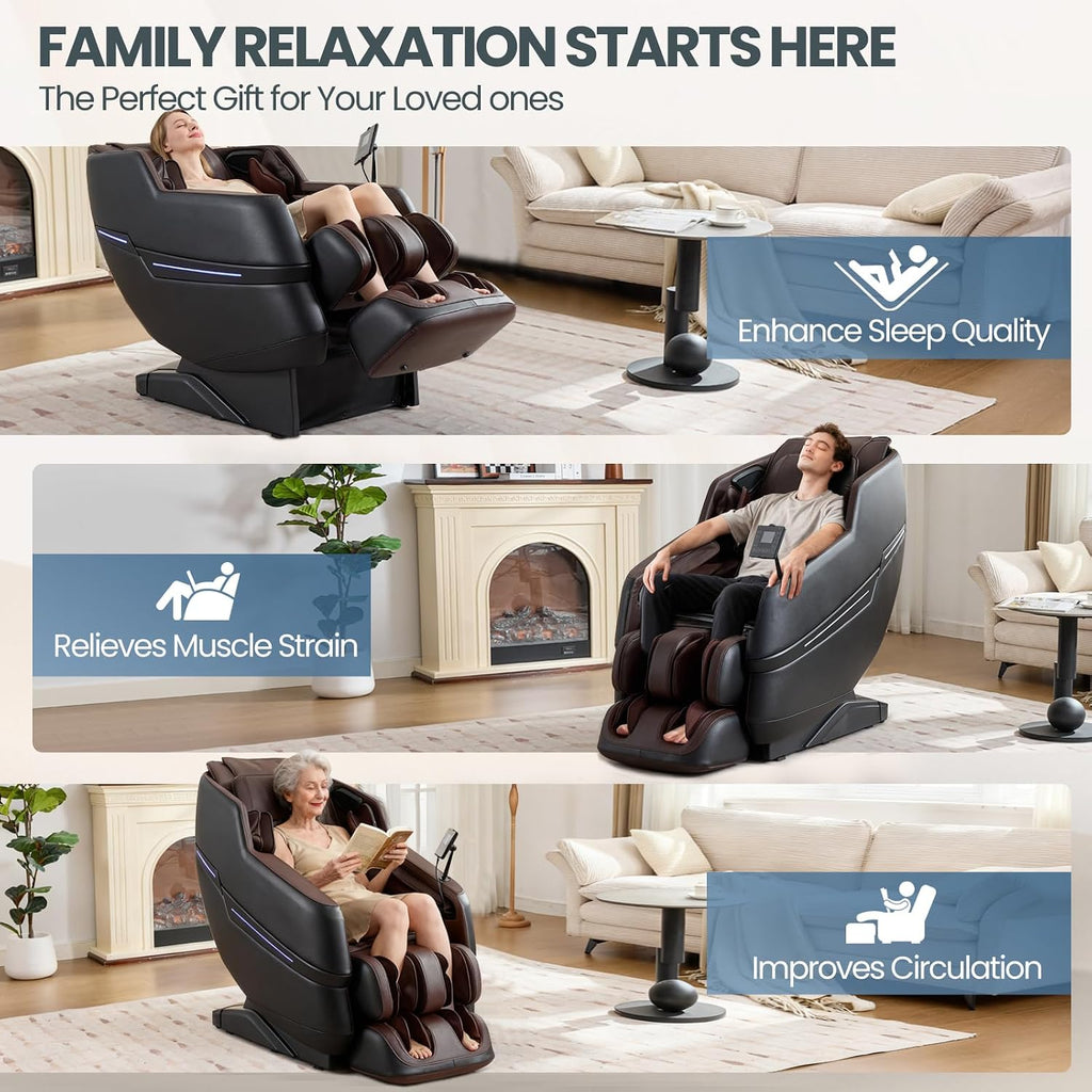 Artist hand Massage Chair Full Body, 2026 Zero Gravity Massage Chair Recliner, 8 Fix Rollers, 6 Modes, Bluetooth Speakers, Foot Roller Massage, Waist Heating, Full-Body Airbags, Brown/Black