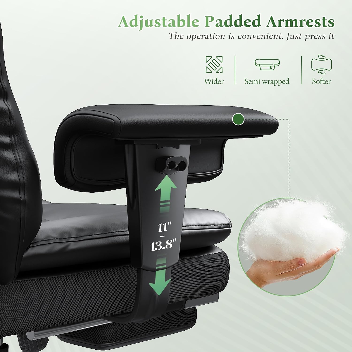 DurayLoly Big and Tall Office Chair with Footrest, Ergonomic Leather Office Desk Chair with Pocket Spring Cushion, 105°-135°Reclining & Height Adjustable, Ergonomic Computer Chair for Back Pain