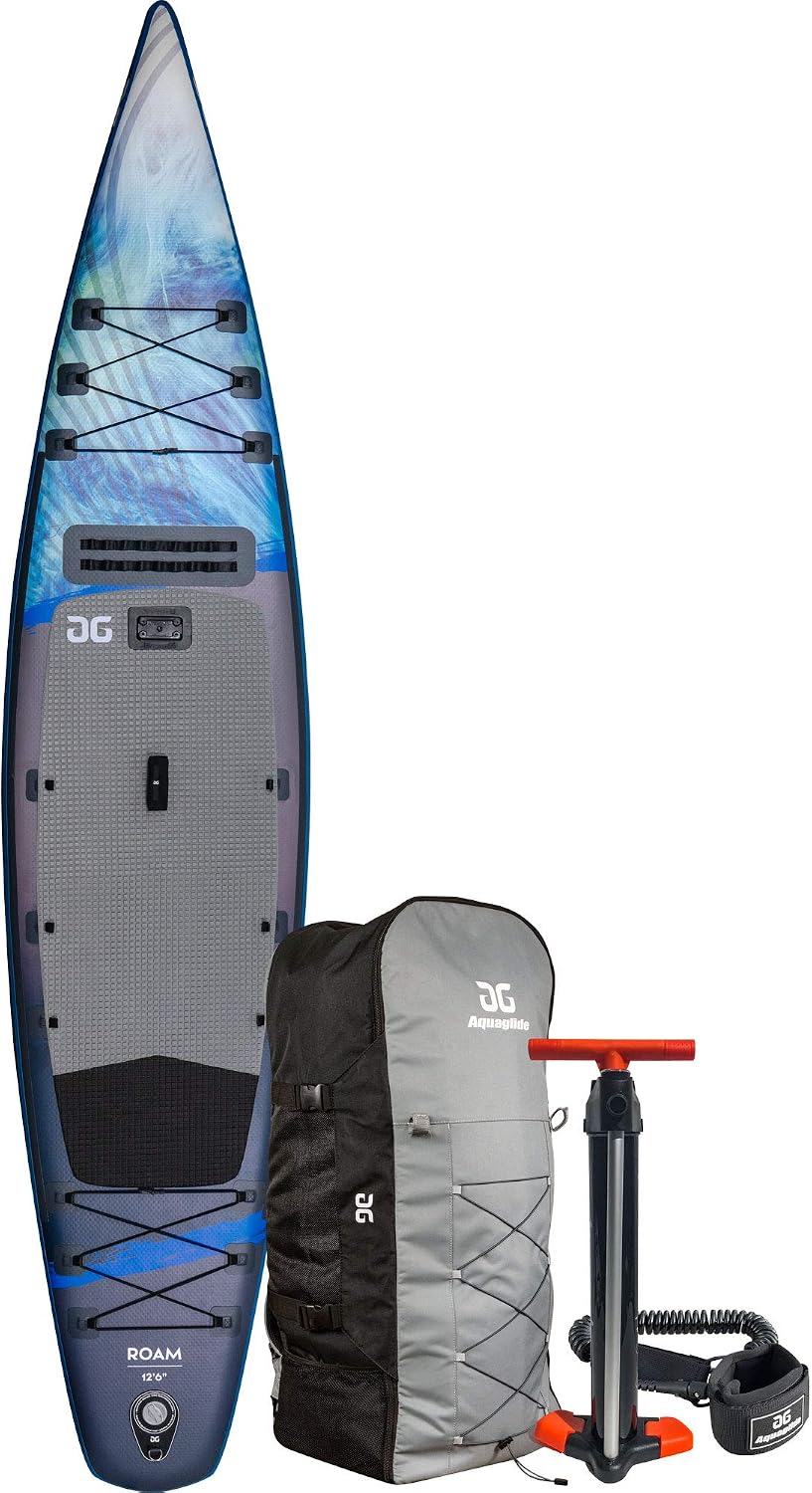 AQUAGLIDE Inflatable Stand Up Paddle Board with Premium SUP Accessories - Backpack, Leash, and Hand Pump - Roam 12.5' ISUP, Multicolor (585421104)