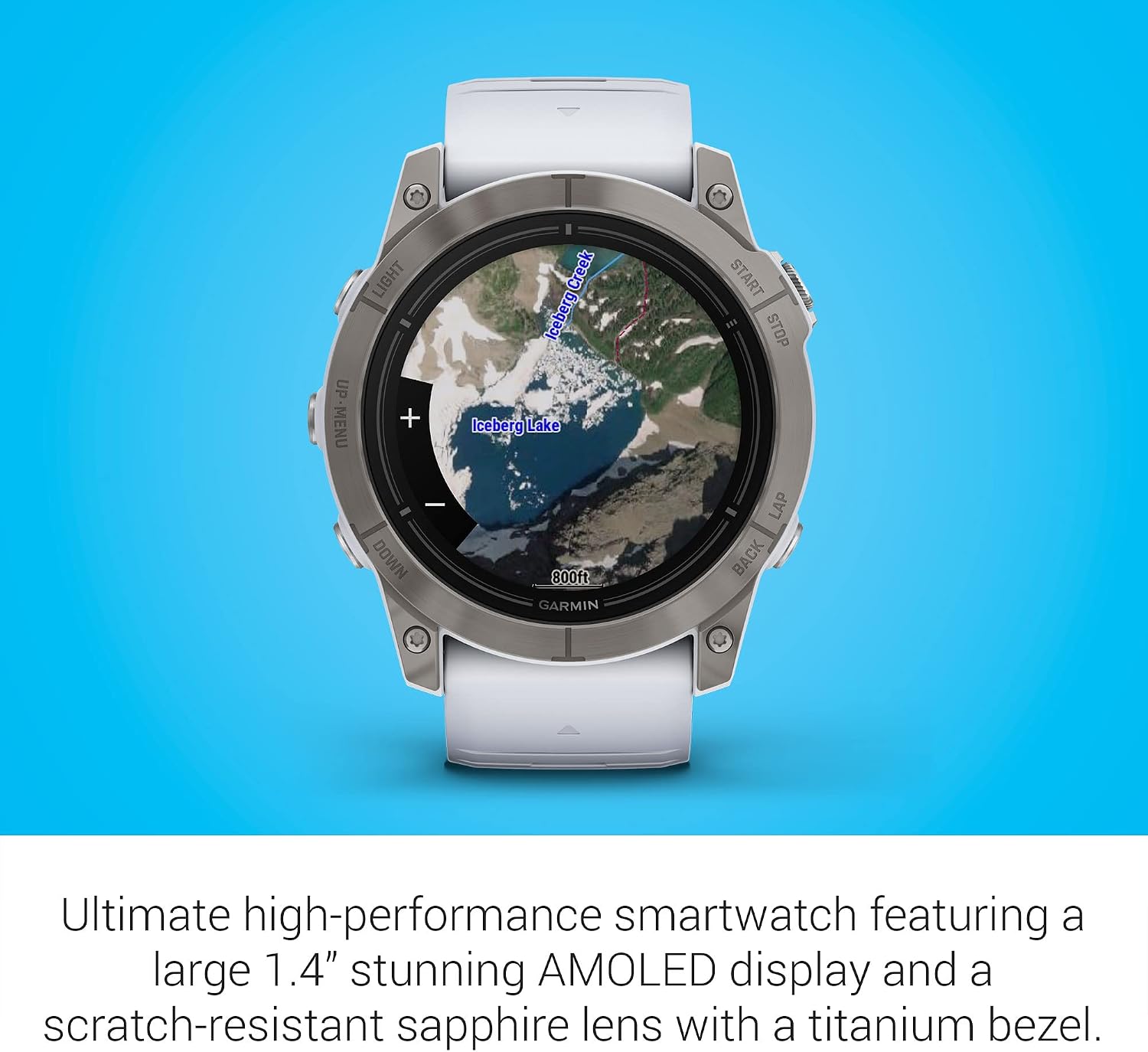 Garmin epix Gen 2 Pro Sapphire Edition, 51mm, Titanium/Whitestone | AMOLED Display, High Performance Smartwatch, Advanced Training Technology, Built-in Flashlight with Signature Charging Bundle