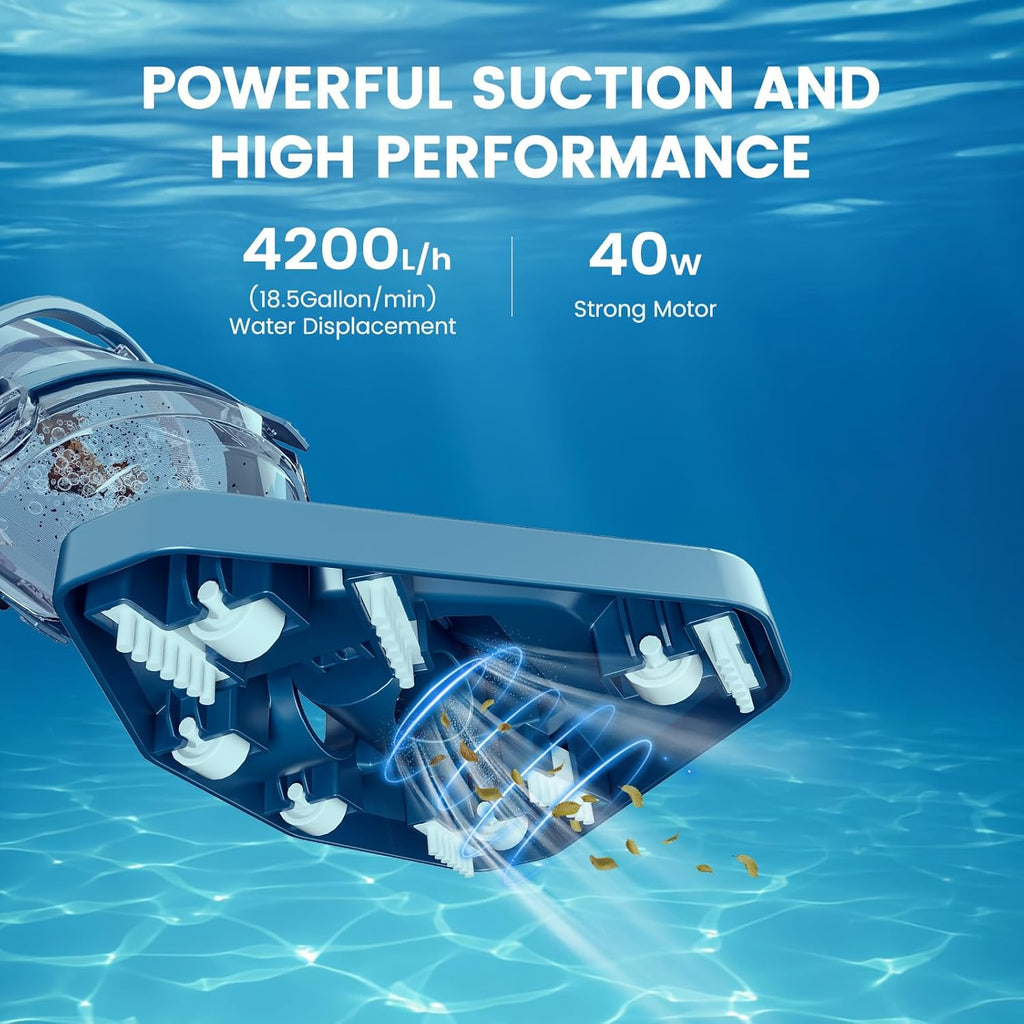 Enhulk Rechargeable Handheld Cordless Pool Vacuum for Above Ground Pool and Inground Pool, 60-Minute Runtime,Powerful Suction up to 18.5 gallons/min, Efficient Leaf and Debris Removal, PC10 Pro