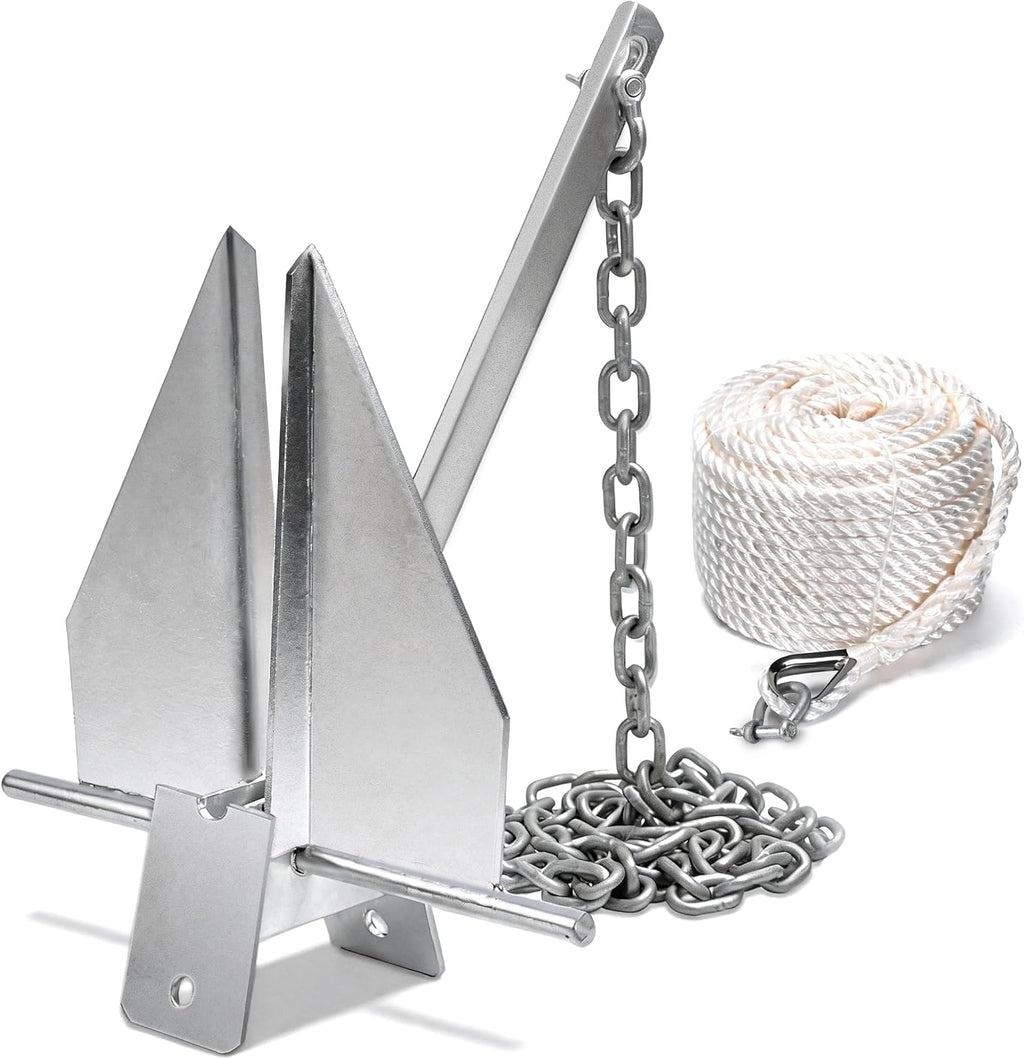 Leero Heavy Duty Boat Anchor Kit with Anchor Chain, Shackle and Anchor Rope, 5/8/10/13/18 lb Danforth Anchor,Boat Anchor for Pontoons, Dinghies, Fishing Boats, Bass Boats, Sport Boats, Sport Yachts