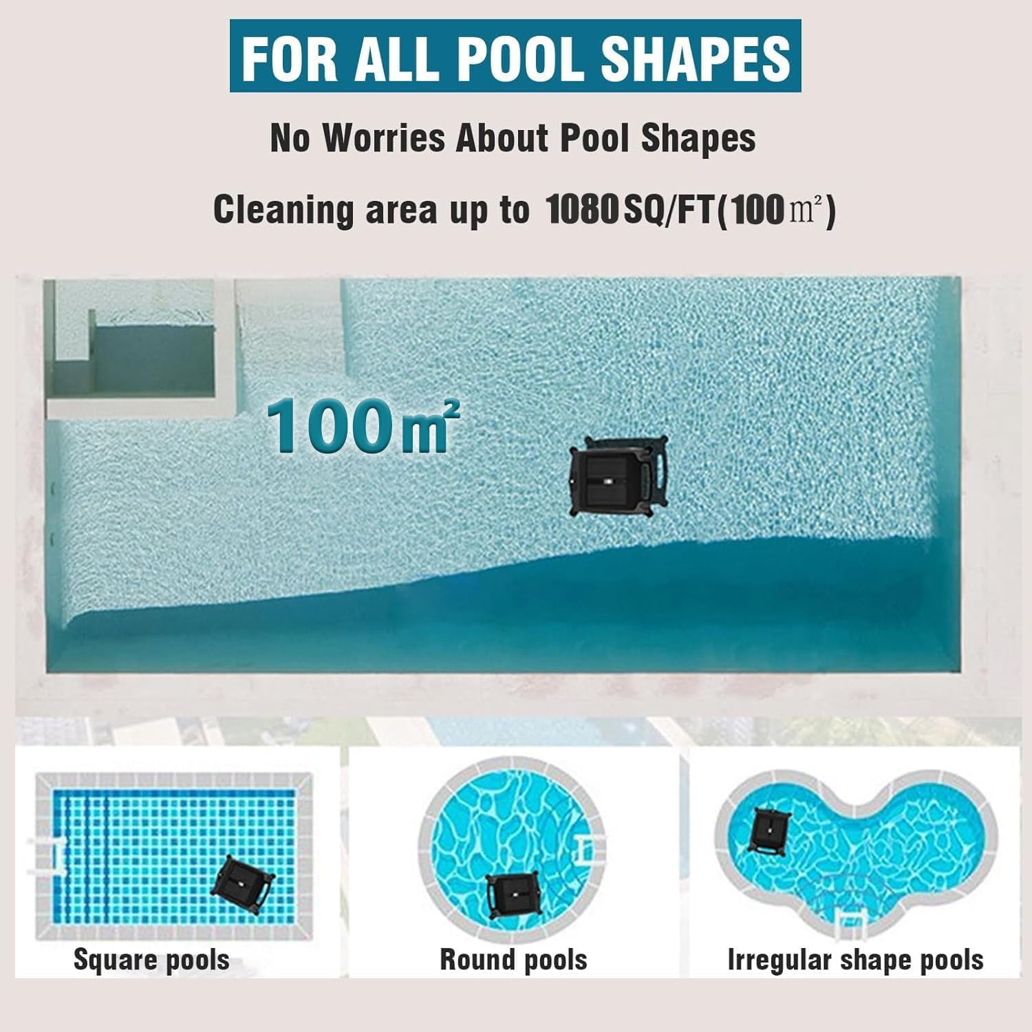 Ai Pool Cleaner Robot, Robotic Pool Skimmer Cleaner, with Dual Charging (Solar/Adapter), 2 Cleaning Modes, Automatic Obstacle Avoidance and Escape Function