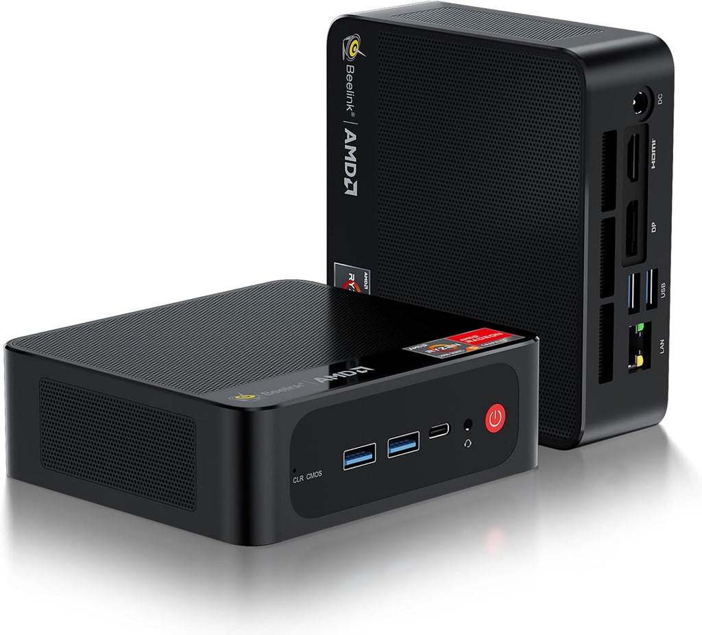 Beelink Mini PC, AMD Ryzen 5 5625U (6C/12T, up to 4.3GHz), 16GB DDR4 500GB Nvme M.2 SSD, SER5 PRO Mini Desktop Computer Support 4K@60Hz Triple Display/DP1.4/HDMI/Type-C/WiFi 6/BT5.4 for Office/Home