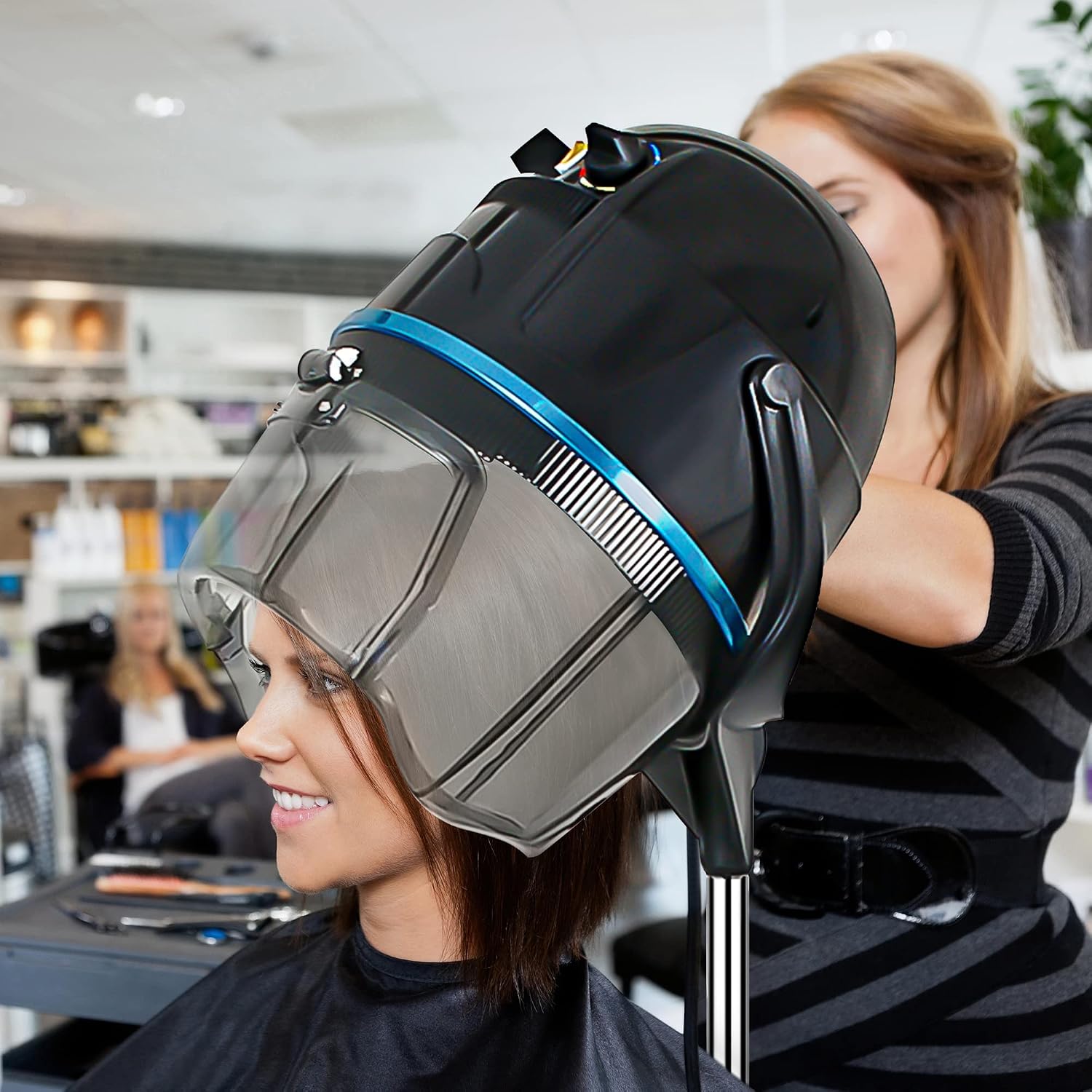 Nova Microdermabrasion Professional Hooded Floor Hair Dryer Adjustable Bonnet Hair Dryer Stand Up with Timer and Rolling Wheels for Beauty Spa Home Salon Equipment