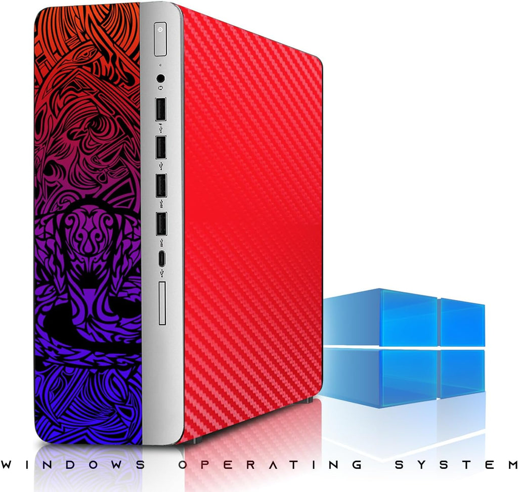 TechMagnet HP Carbon Red Cobra Edition RGB Gaming Desktop PC,Intel Core i7,16GB DDR4 RAM,512GB SSD,GT 1030 Graphics Card,24 Inch Curved Monitor,RGB Kit,Webcam,Windows 11 (Renewed)