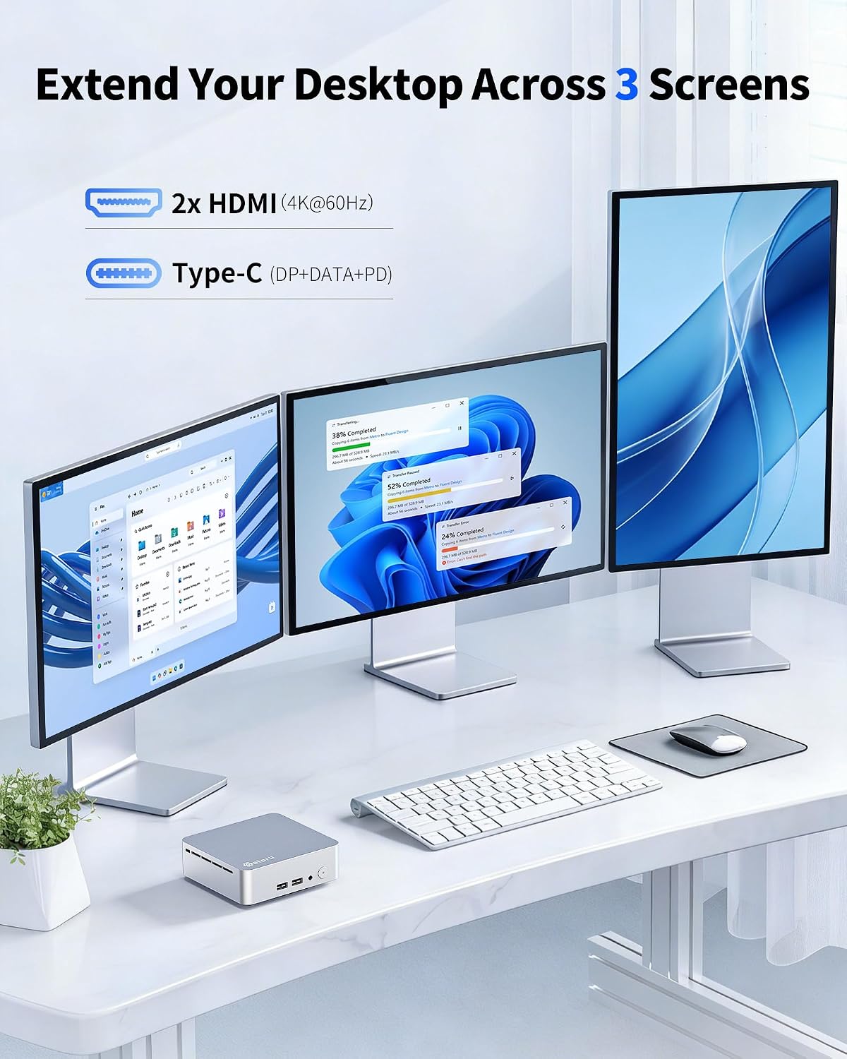 Getorli Mini PC Ryzen 5 3550H (Up to 3.7GHz), 16GB DDR4 512GB NVMe SSD Desktop Computer, Support Triple Display 4K, WiFi 6, BT 5.3, Gigabit LAN, Mini Desktop Computer for Office, Home, Study