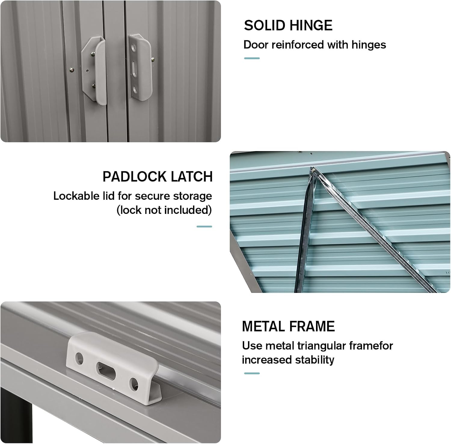 【LuckyNote】 Garbage Bin Shed Stores 3 Trash Cans Metal Outdoor Bin Shed for Garbage Storage,Stainless Galvanized Steel, Bin for Garden Yard Lawn,Grey