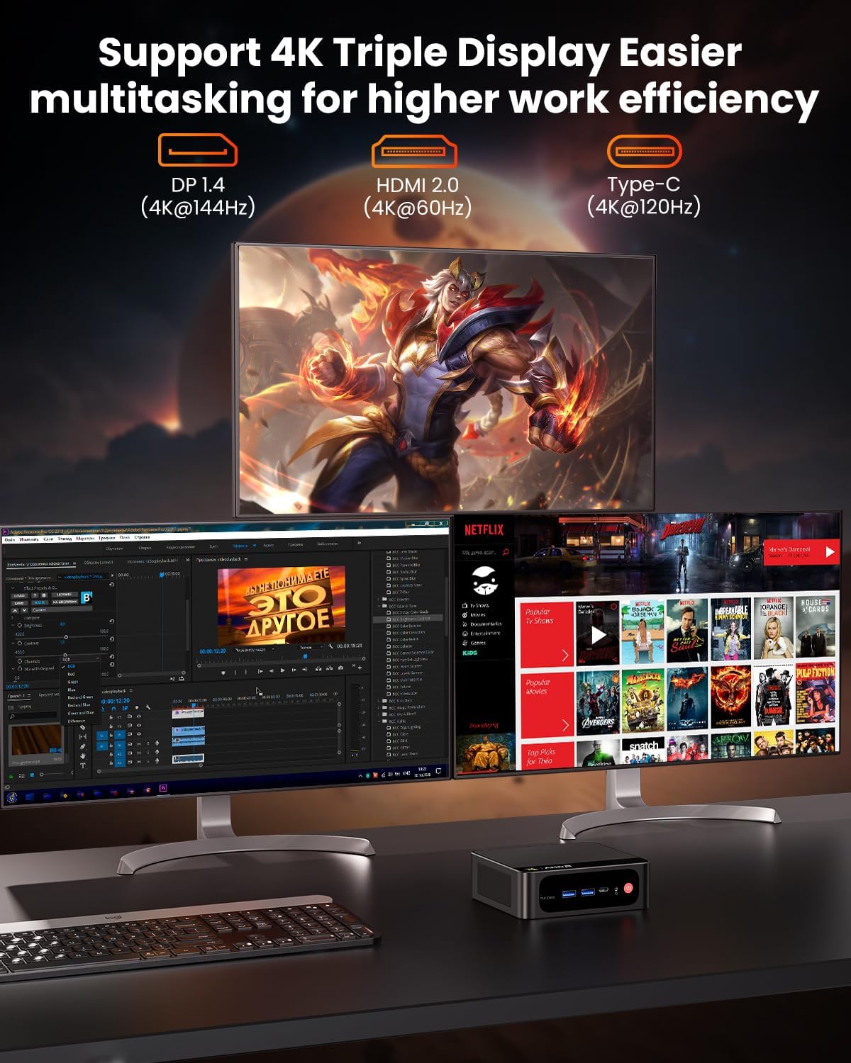 Beelink Mini PC Ryzen 7 5850U (8C/16T, Turbo 4.4GHz), 16GB DDR4 RAM 500GB PCIe3.0 SSD Mini Desktop Computers, SER5 PRO Support 4K@60Hz Triple Display/WiFi 6/BT5.2/DP+HDMI+USB-C/USB3.2/RJ45 LAN