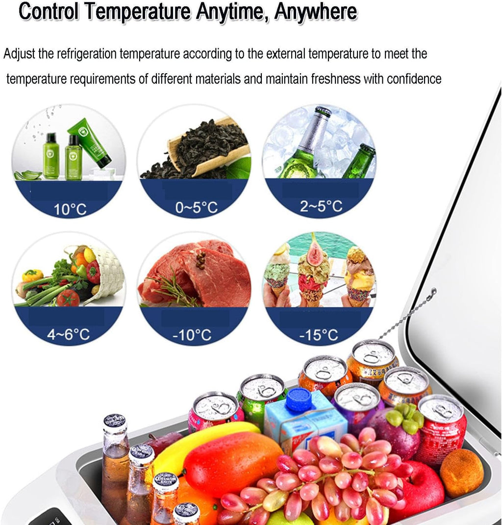 12V Personal Thermoelectric Portable Electric Cooler Warmer Fridge 8 Liter Capacity with 12V DC & 100-240V AC USB Mini Car Refrigerator for Beverage, Food, Home, Office and Car,Blue