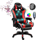 Video Chair Bearing 300lbs,Stylish Ergonomic Gaming Chair with RGB LED - Adjustable Recline, Ergonomic Massage Computer Gaming Chair with Bluetooth Speakers,High-Density Foam Padding, Faux L