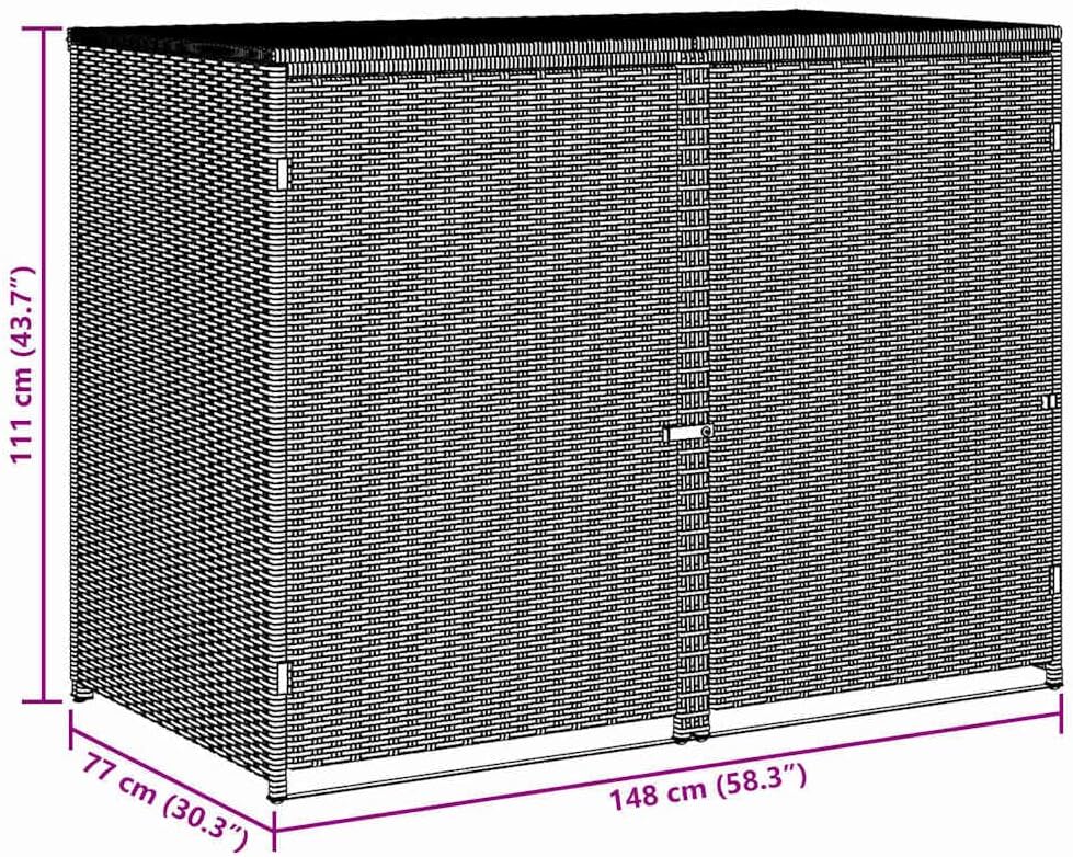 vidaXL Wheelie Bin Shed Anthracite PE Rattan, Powder-Coated Steel