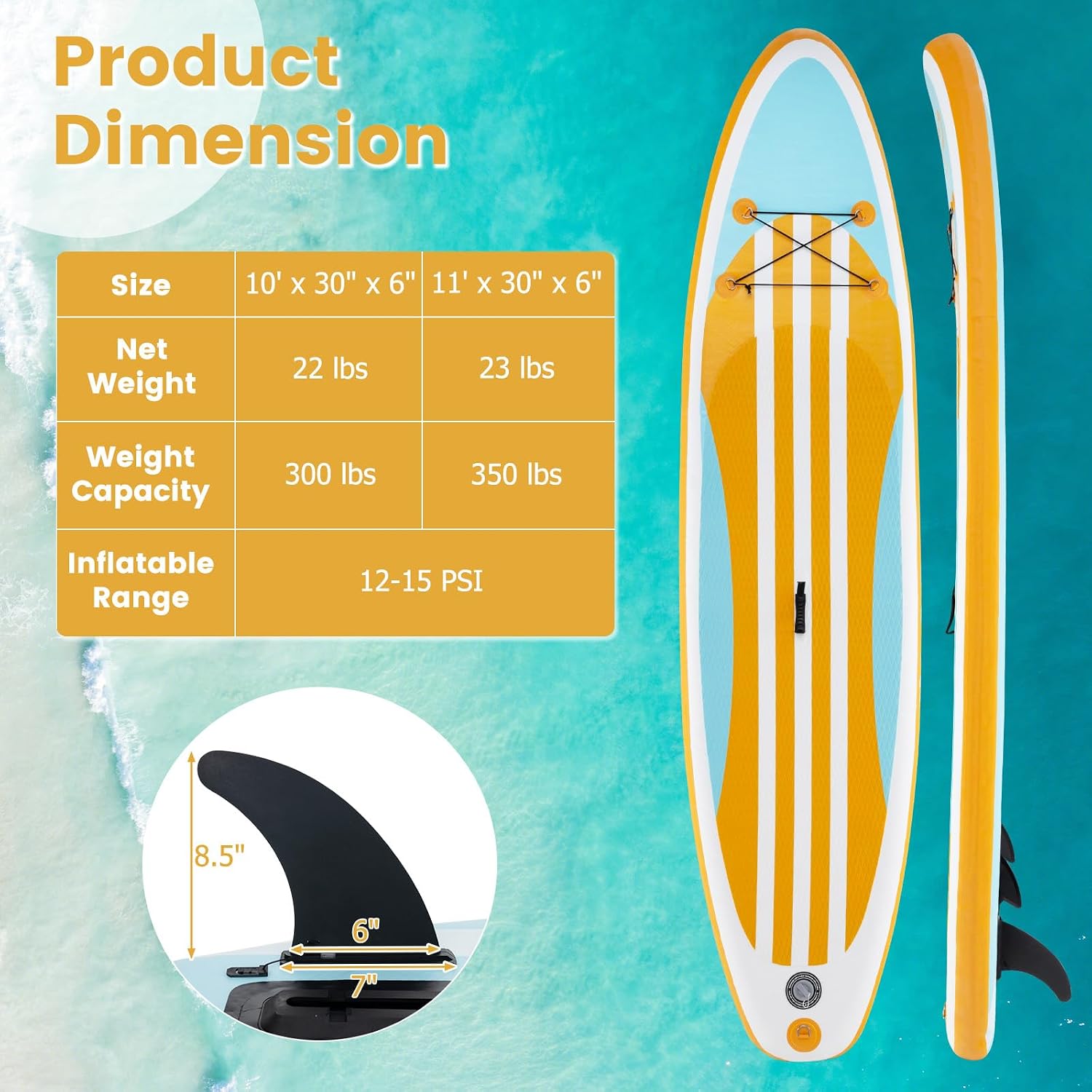 GYMAX Paddle Board, Inflatable Stand Up Paddle Board with SUP Accessories, Removable Fin, Paddle, Pump, Leash & Carry Bag, Blow Up Paddle Boards Standing Boat