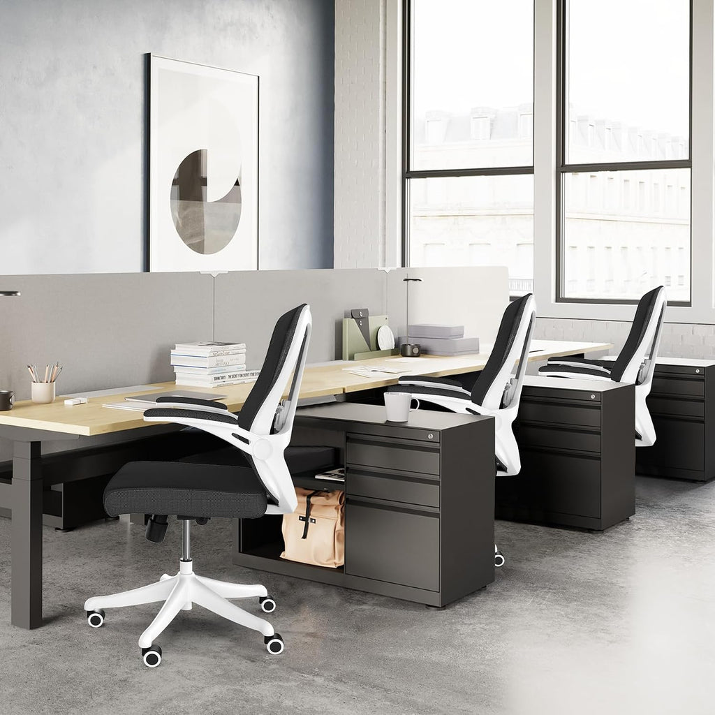 balmstar Ergonomic Office Chair Desk Chair - Mesh Computer Chair with 360° Swivel Wheels, Adjustable 90-130° Recline & Lumbar Support for Home Office, Supports up to 350lbs (04Black)