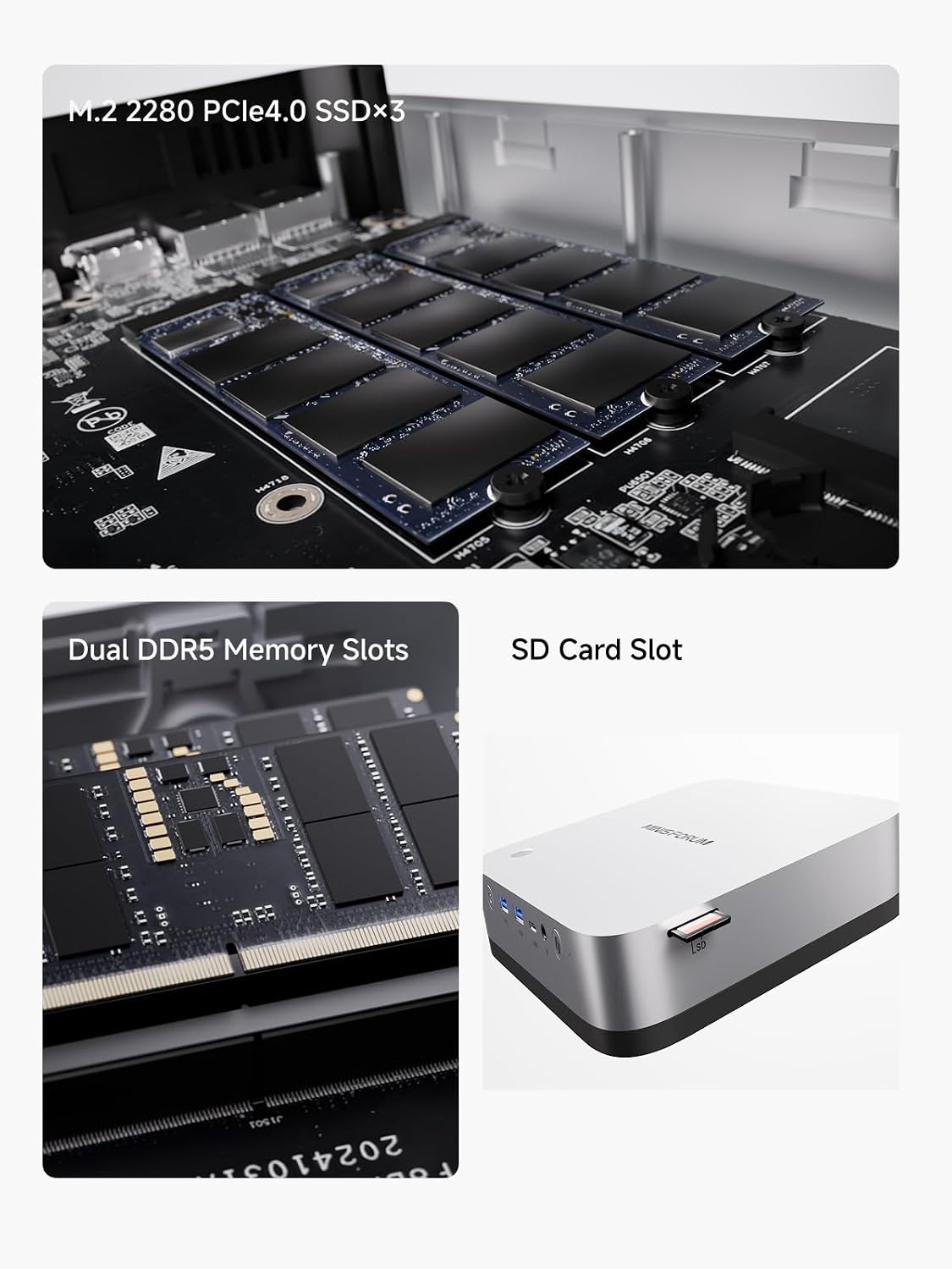 MINISFORUM Mini PC AI X1 Pro AMD Ryzen AI 9 HX370(12 Cores/24 Threads, up to 5.1GHz)&AMD Radeon 890M Mini Gaming Computer,64GB DDR5 1TB PCIe 4.0 SSD, 8K Quad Display,Dual 2.5 LAN/WiFi 7/BT5.4/Oculink