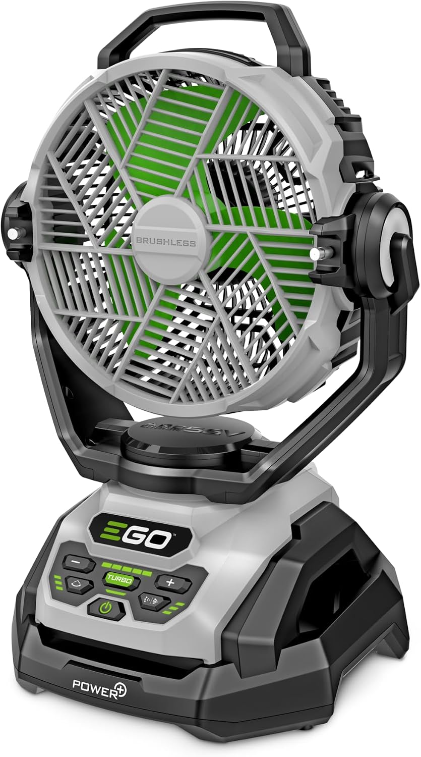 EGO Power+ FN1000 10-Inch 1700CFM 20MPH Oscillating Misting Fan with 6 Speed Modes, 3 Oscillation Modes, 3 Misting Modes, Battery and Charger Not Included, Black