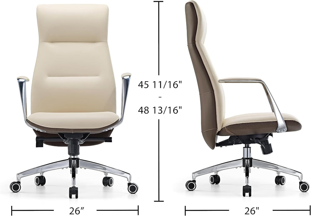 EUREKA ERGONOMIC Executive Office Chair, Silicone Leather Office Chair High Back, Ergonomic Desk Chair, Big and Tall with Adjustable Swivel Rolling for Home Office, Off-White