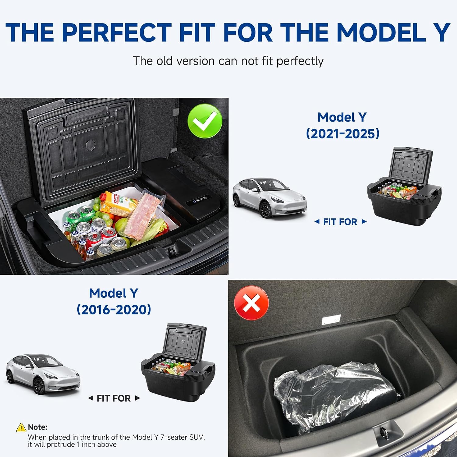 BODEGACOOLER 35L Built-In Car Refrigerator for Tesla Model Y- Ultra-Quiet Fast Cooling to -4℉, Smart App Control, Space-Saving Design for Camping & Road Trips 12/24V DC/AC,-4℉-68℉
