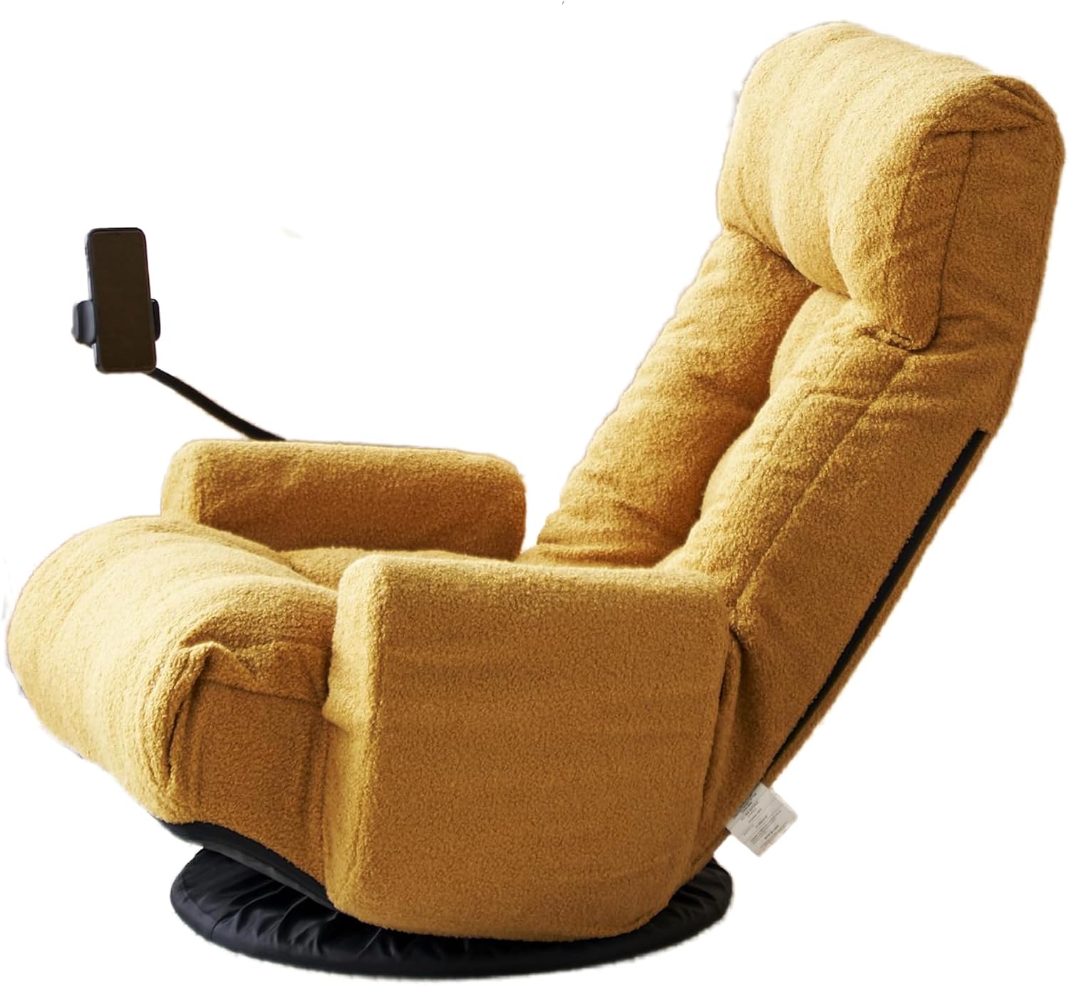 Yoglad Japanese Style Chaise Lounge Sofa with Phone Holder, 360-Degree Swivel Chair Floor Gaming Chair Lazy Sofa for Reading Game Meditating, 3 Adjustable Positions (Teddy Yellow)