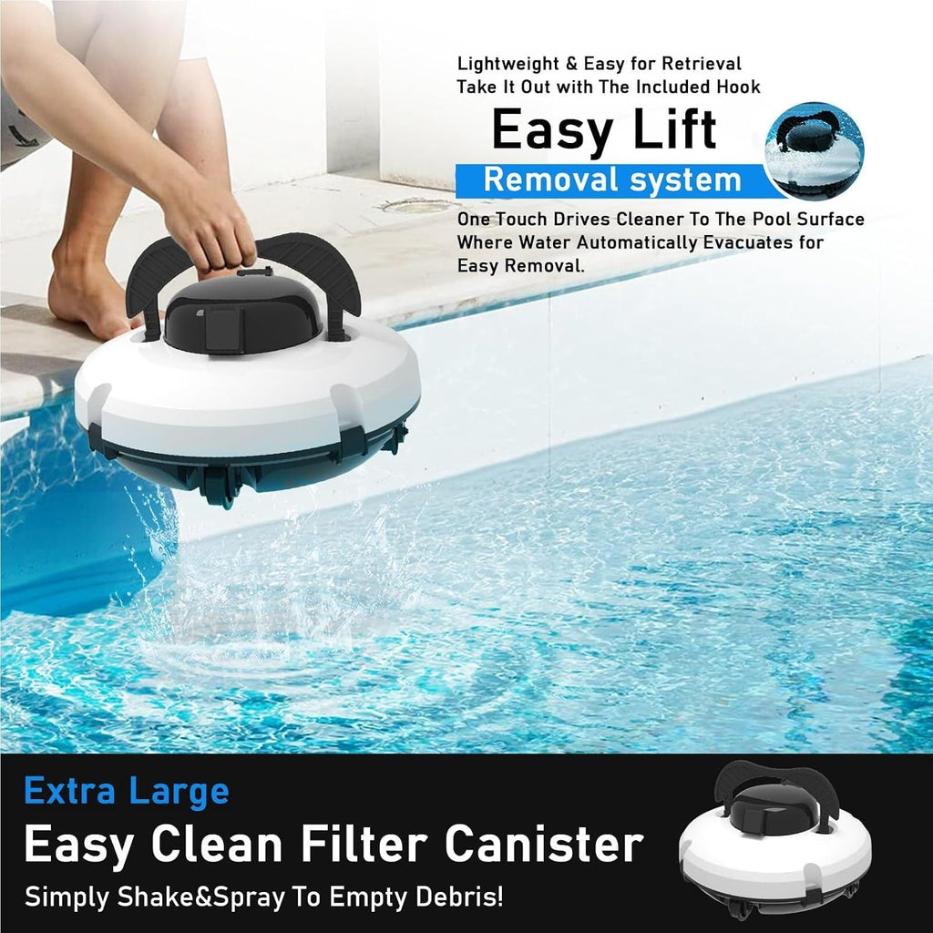 Automatic Pool Cleaning Robot, Wall Climbing Pool Cleaner with 3 Modes for Floors, Walls & Waterlines, 50ft Tangle- Cable, 120min Runtime for In-Ground & Above Ground Pools
