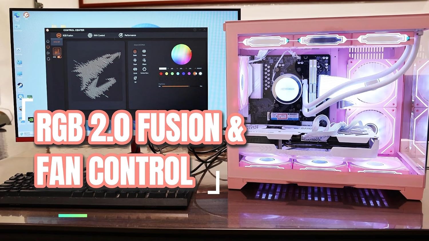 Ocean Park Pink Gaming PC Gamer Desktop Computer W/KB & Mouse, AMD Ryzen 5 9600X 6-Core 3.9GHz, RTX 5060 8GB, 32GB DDR5, 1TB PCIe SSD, 850W PSU, Fusion 2.0 APP RGB Fan Control, Win 11