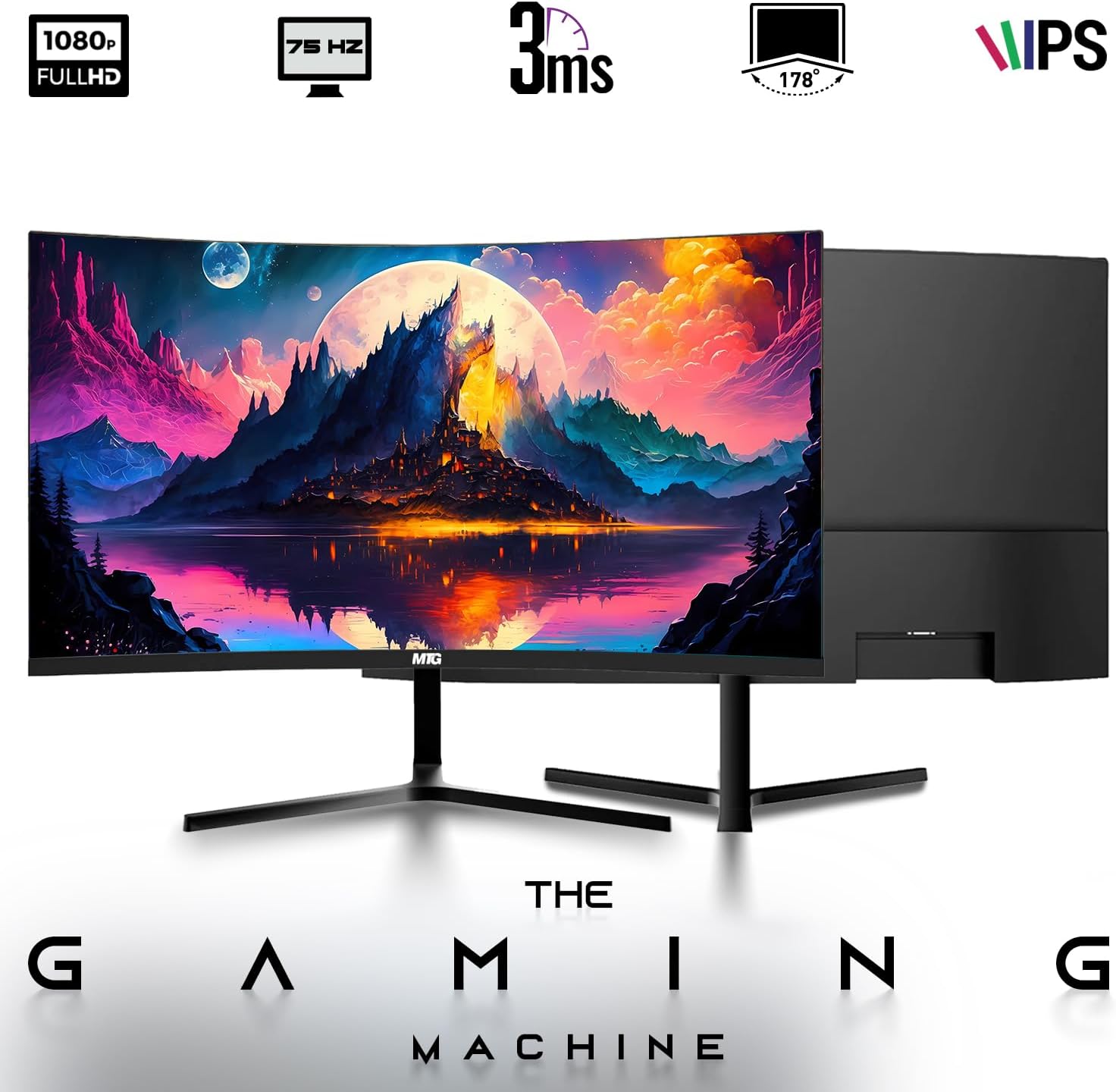 TechMagnet HP G3 Gaming Desktop, Christmas Edition – Intel Core i5 6th Gen, 16GB DDR4 Ram, 512GB SSD, GT 1030, New 24-Inch Curved Monitors, Carbon Red (Renewed)