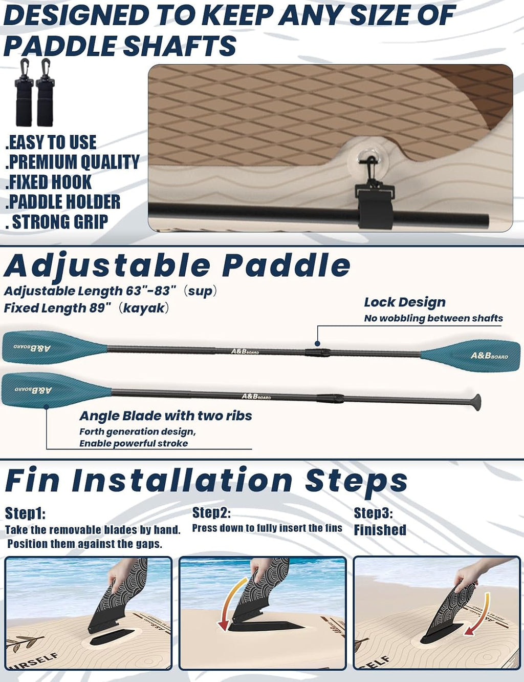 ABBOARD Inflatable Stand Up Paddle Board - Extra Wide Fishing Paddleboard with Sup Accessories Youth/Adults
