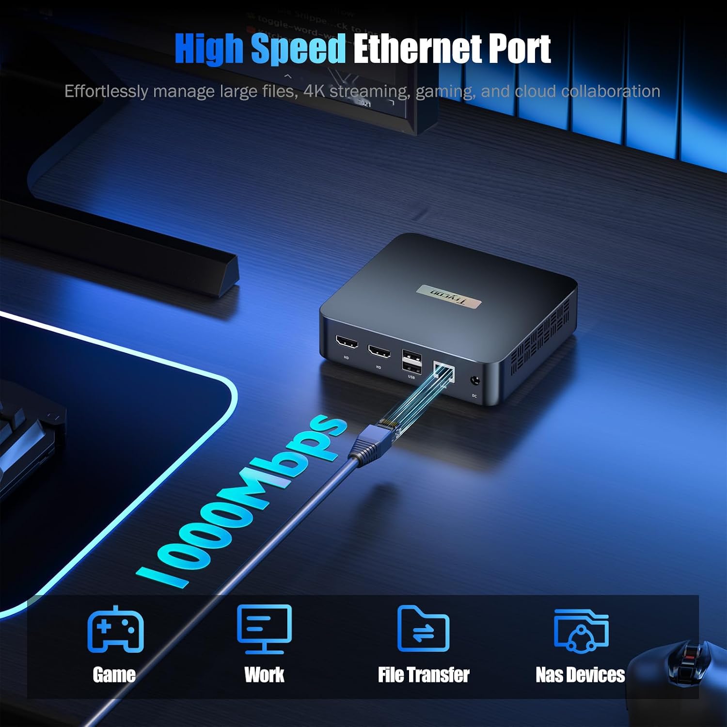 Trycoo WI6 Mini PC Computer Alder Lake N95(Up to 3.4GHz), 8GB DDR4 256GB SSD, Desktop Mini Computer 4K Triple Display, Type-C, Dual HDMI, RJ45 LAN Ethernet, WiFi5, BT4.2 for Office, Home, Business