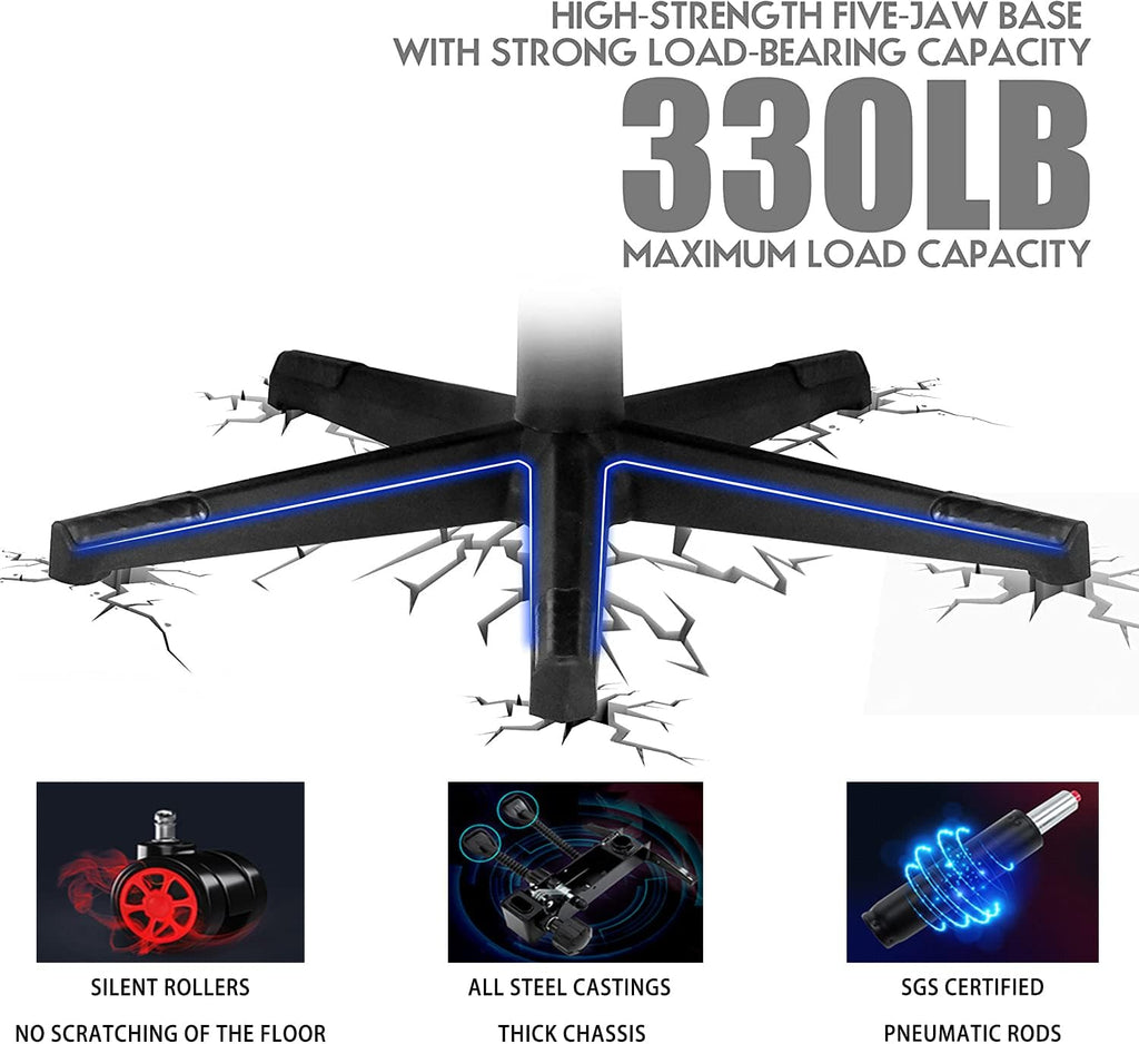 Ergonomic Chair with Headrest and Lumbar Support, Gaming Chair with Speakers and LED Lights, Video Gaming Chair with Massage Function, Racing Chair for Adult Teen Gamer.,Red