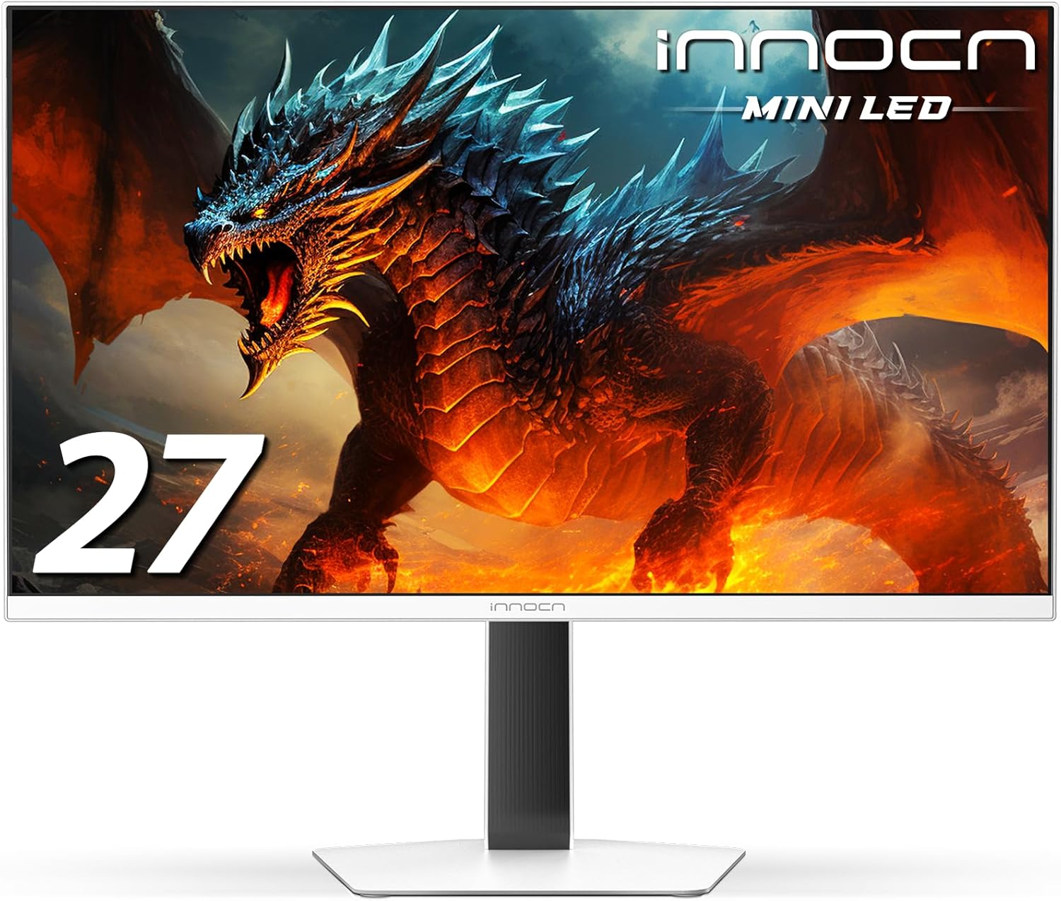 INNOCN 27' 2K QHD 2560 x 1440P 320Hz Monitor, Gaming Console Ready, Mini-LED Precisely Dimming, Monitor for Mac, HDR1000, 1ms, MPCS/ULL, FPS, HDMI 2.1, DP, Speaker, Pivot Adjustable Stand - GA27T1M