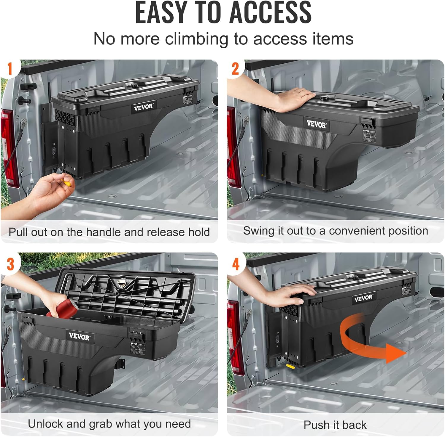 VEVOR Truck Bed Storage Box, Lockable Lid, Waterproof ABS Wheel Well Tool Box 6.6 Gal/20 L, Compatible with Chevrolet Silverado 1500 GMC Sierra 1500 2019-2020, Driver Side, Black