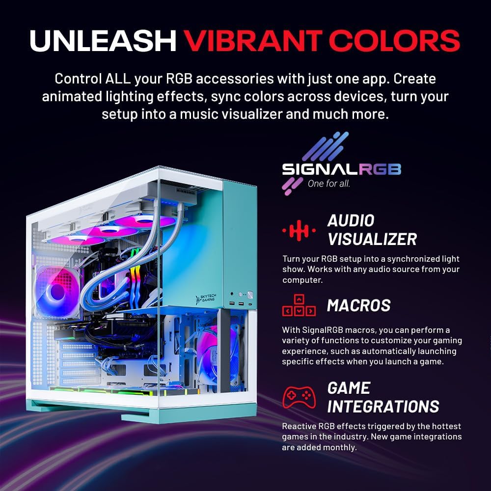Skytech Gaming Aqua Desktop PC, Ryzen 7 9700X 3.8 GHz (5.5GHz Turbo), NVIDIA RTX 5060 Ti 16GB, 1TB NVMe SSD, 16GB DDR5 RAM 6000, 850W Gold ATX 3 PSU, 360mm ARGB AIO, Wi-Fi, Win 11