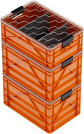 SIDIO Crate Pro Pack - 2 Full-Size & 1 Half-Size Heavy Duty Stackable Storage Bins, Totes and Containers with Lids and Dividers - Durable Plastic Organizer for Home, Office, Garage, and Outdoor Use