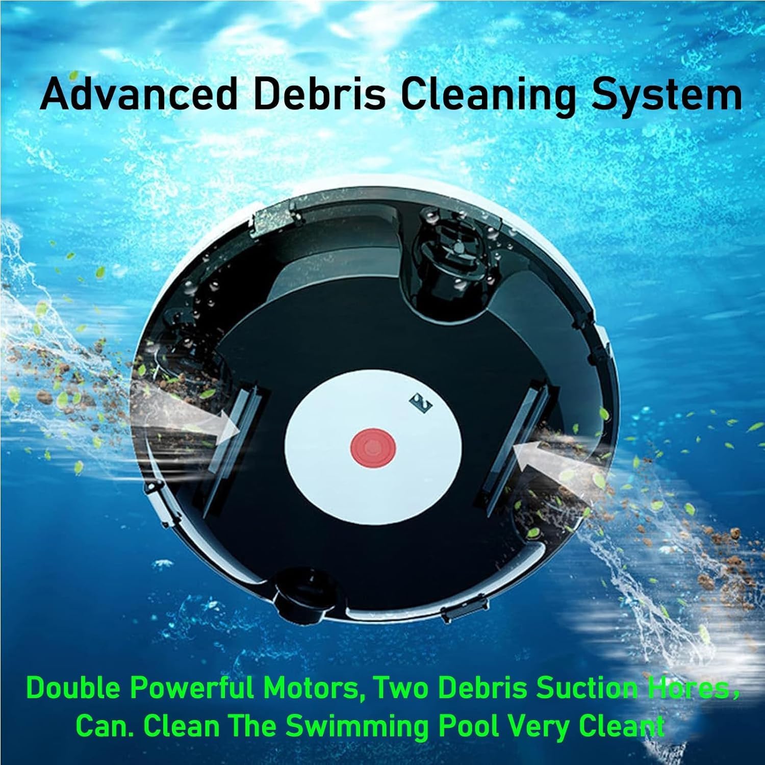 Cordless Robotic Pool Cleaner, Smart Cordless Robotic Pool Cleaner Self Parking Swimming Pool Cleaning Robot Brushed Motor Strong Suction Vacuum Lasts 120 Mins