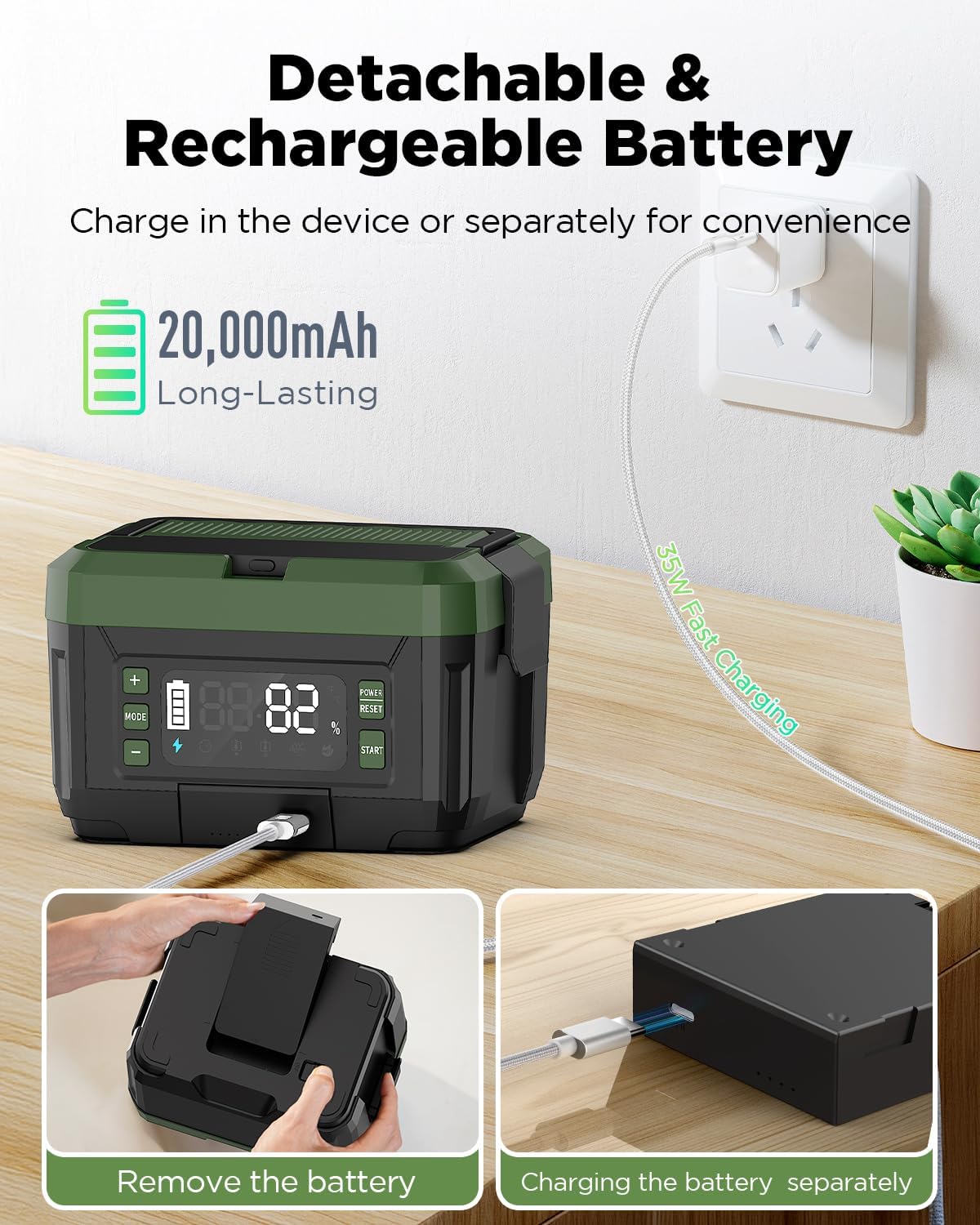 Cordless Electric Lunch Box for Adults – 1.2L Stainless Steel Self-Heating Lunch Box with Dual 20000mAh Removable Rechargeable Batteries, Portable Heated Food Warmer for Work, Travel & Office