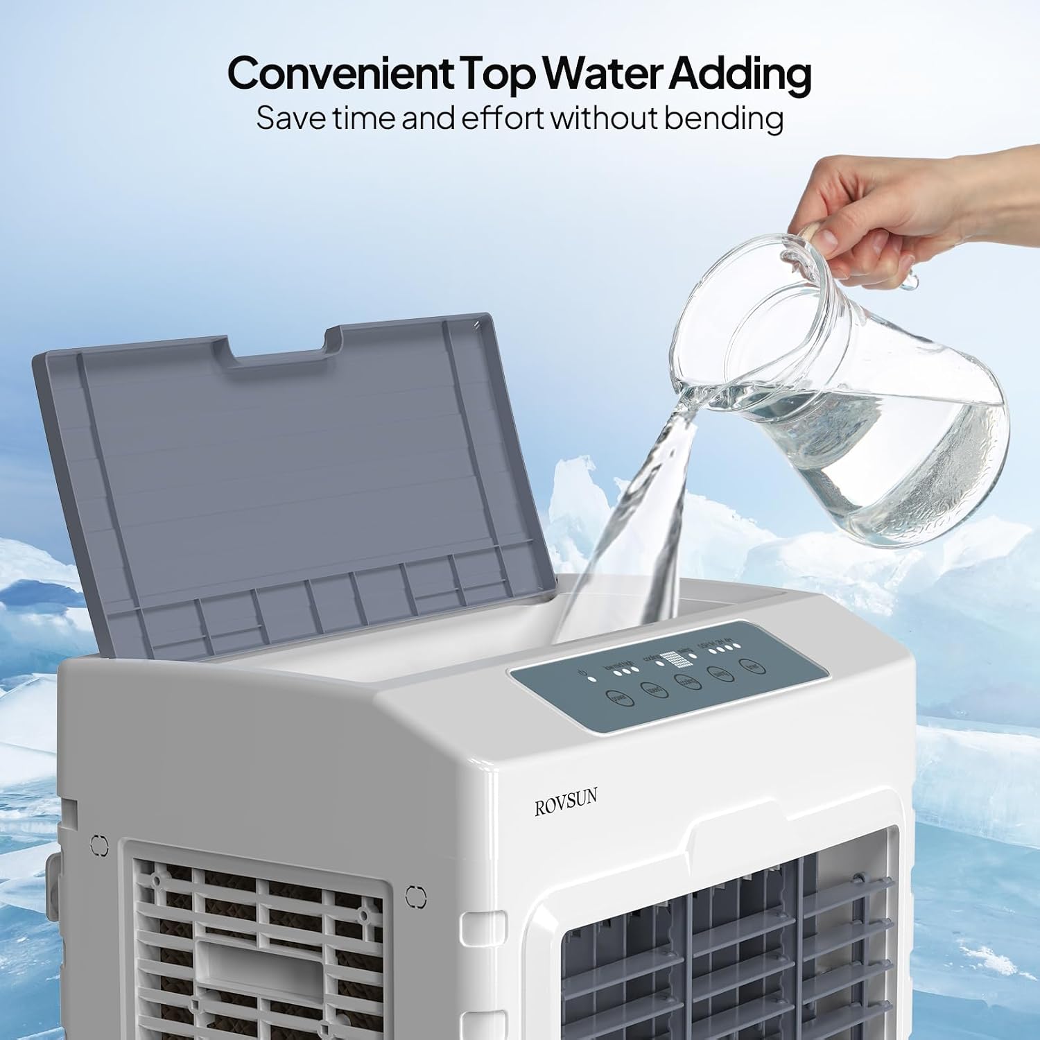ROVSUN 2600CFM Portable Air Cooler, 10.5Gal/40L Evaporative Swamp Cooler, 3-IN-1 Cooling Fan with Remote Control, 3 Speeds, 7.5H Timer & 4 Ice Box, Humidifying Oscillating Fan for Indoor or Outdoor