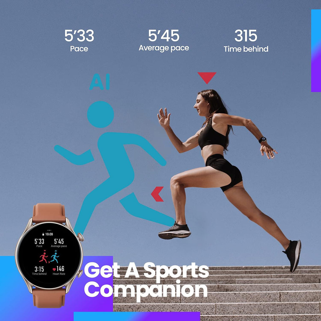 Amazfit GTR 3 Pro Smart Watch for Android iPhone with Bluetooth Call Alexa GPS WiFi, Men's Fitness Tracker 150 Sports Modes, 1.45'AMOLED Display, Blood Oxygen Heart Rate Tracking, Waterproof, Black