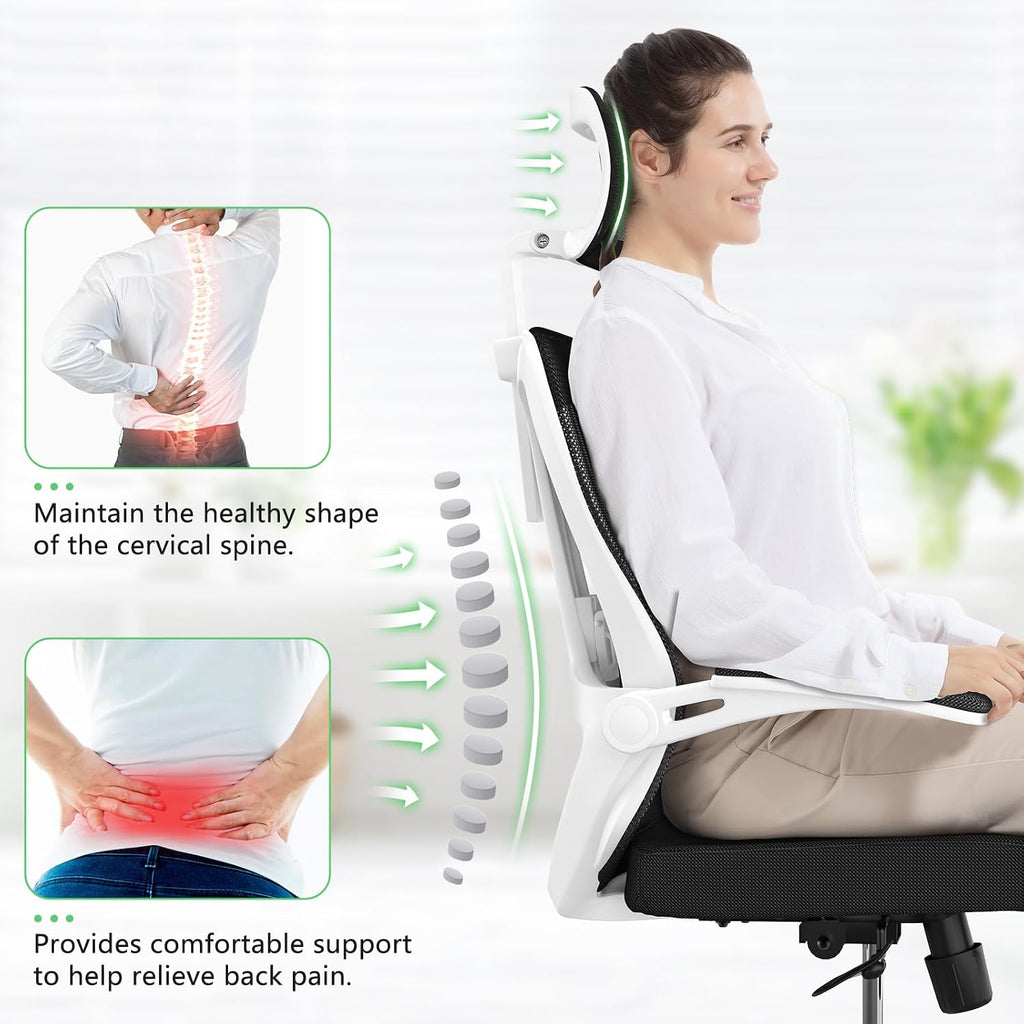 balmstar Office Chair Desk Chair, Ergonomic Mesh Computer Chair with 90-130° Recline & 360° Smooth-Rolling Casters, Lumbar Support Task Chair for Home Office, Comfortable for Women, Teens(B-Black)