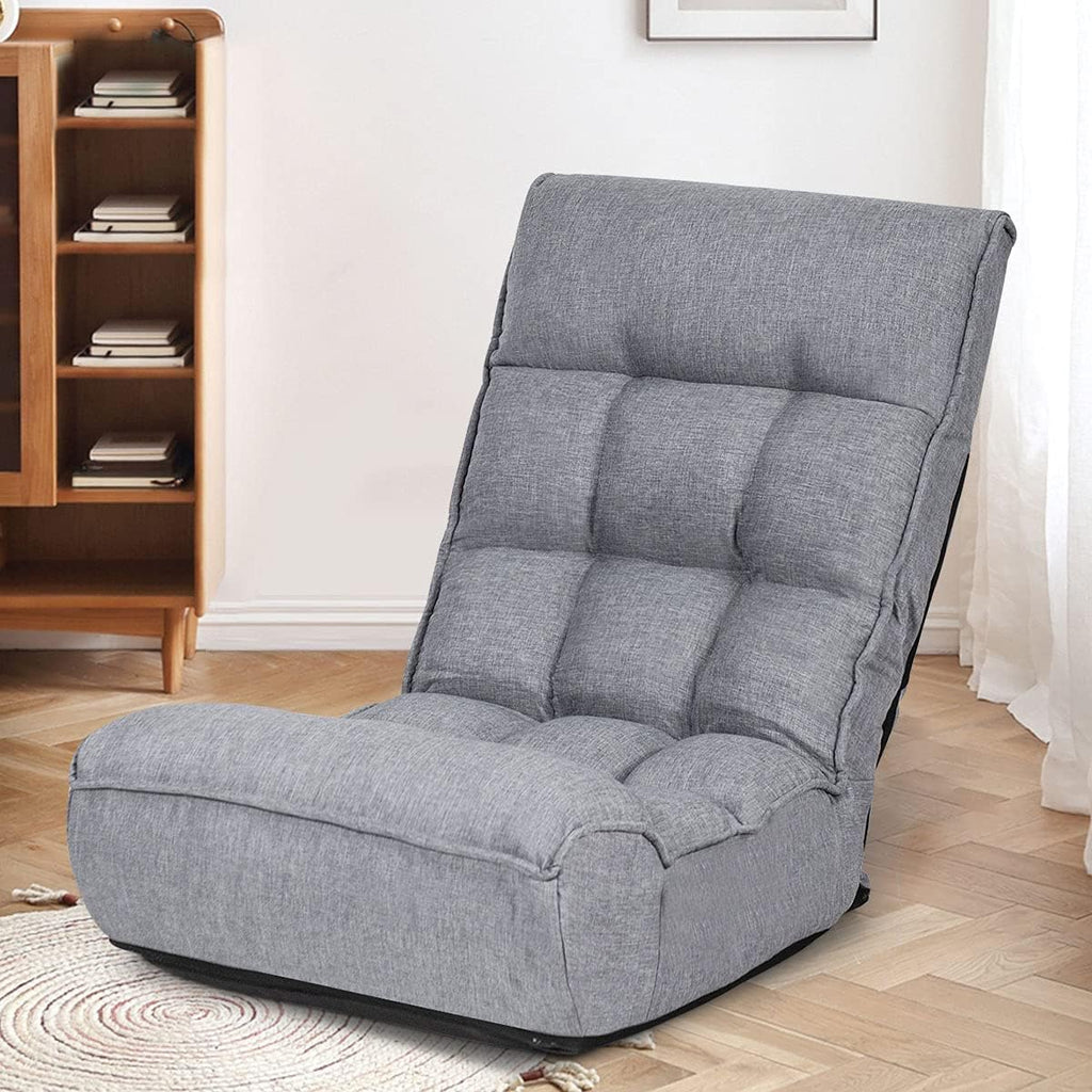 ARLIME 4-Position Adjustable Floor Chair, Armless Floor Gaming Chair w/Back Support & Soft Cushion, Memory Foam Floor Lazy Sofa Chair for Gaming, Reading, Meditating (Gray), Grey