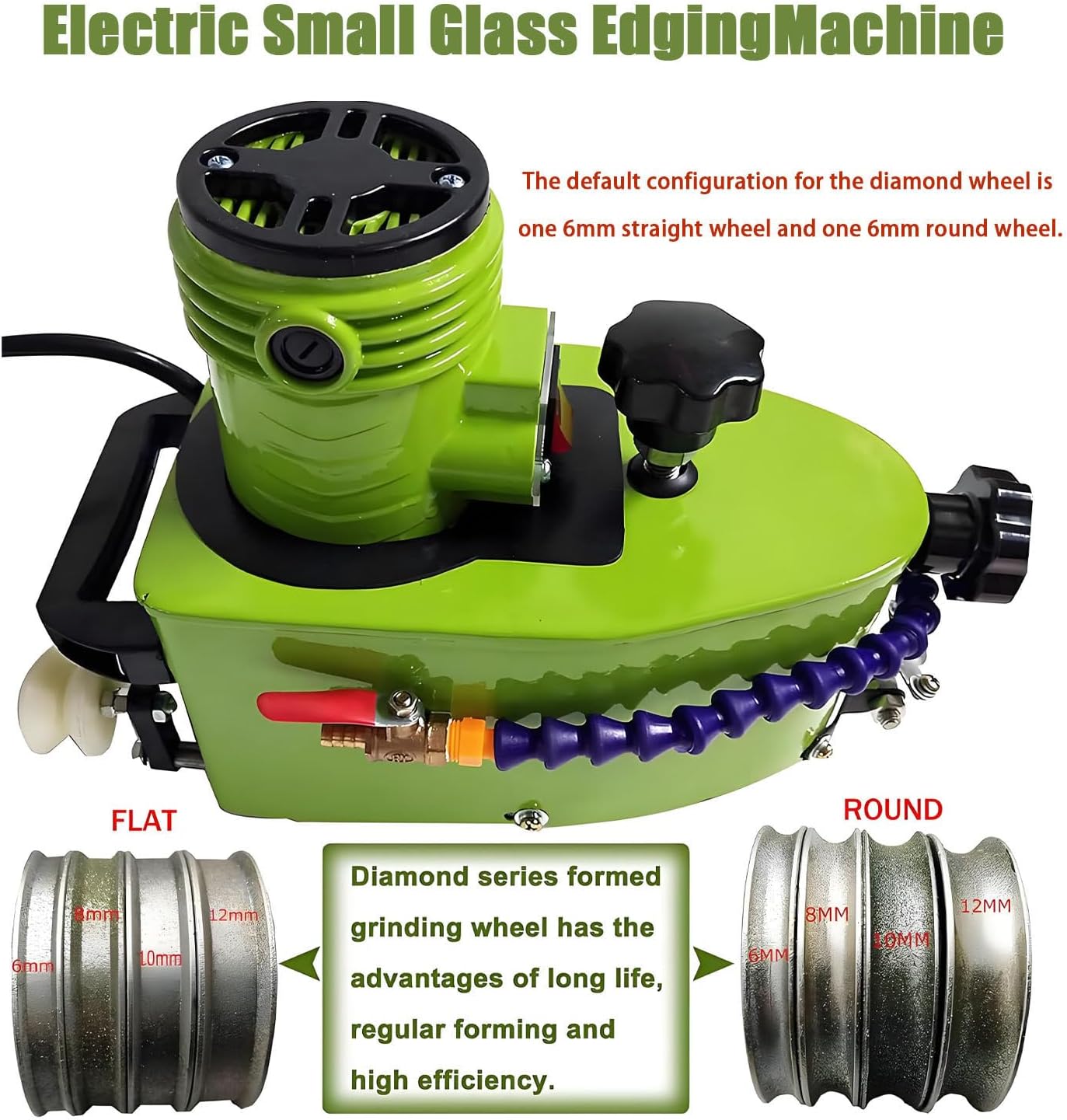 800W Portable Small Glass Edger，Electric Portable Glass Edger，8000r/min,1-3 m/min,Stainless Steel,W/2Diamond Wheels and Two Polishing Wheels 220-Blue
