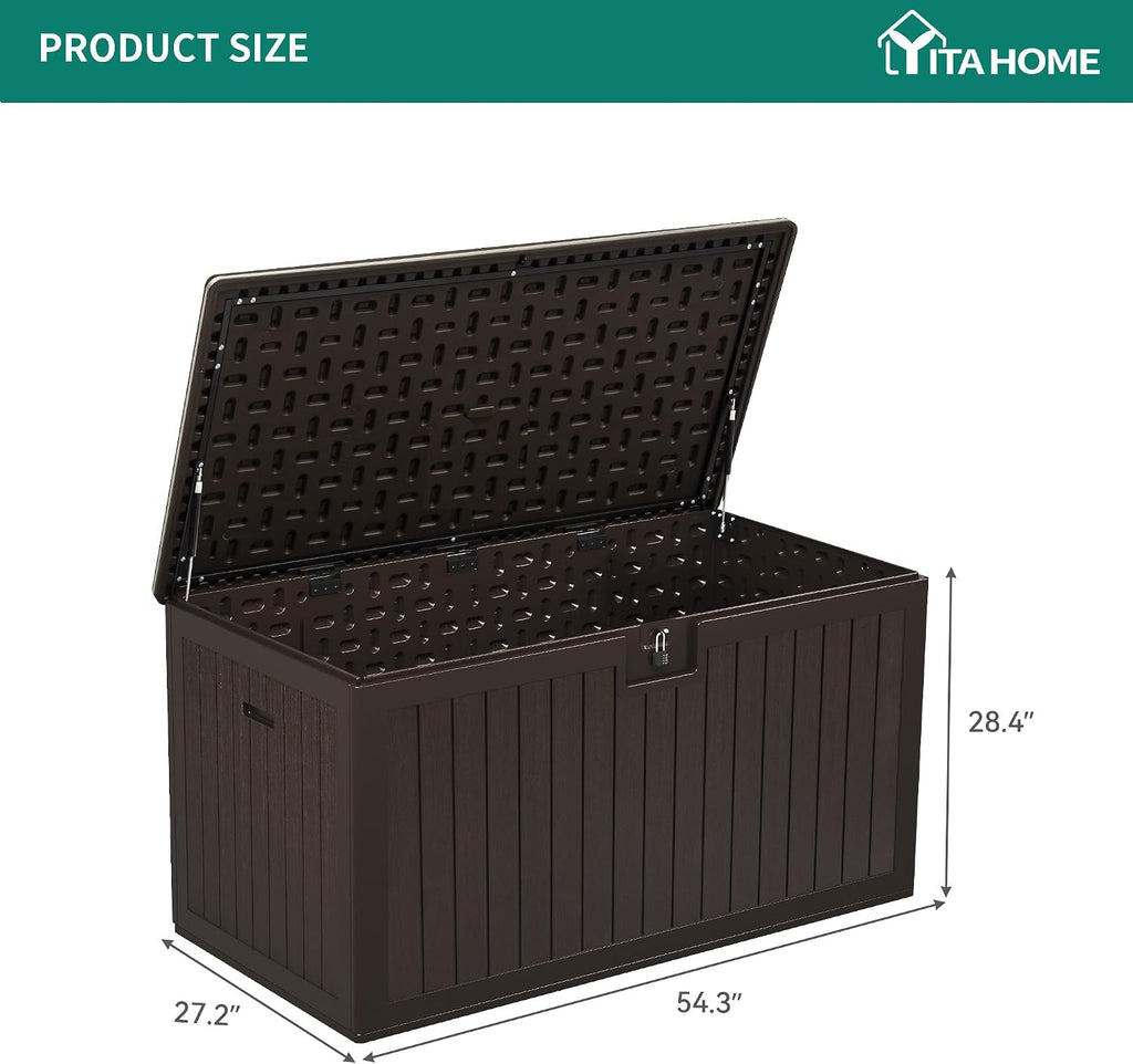 YITAHOME 180 Gallon Large Deck Box with Side Handles, Outdoor Double-Wall Storage for Patio Furniture Cushions, Garden Pool Accessories, Waterproof & Lockable