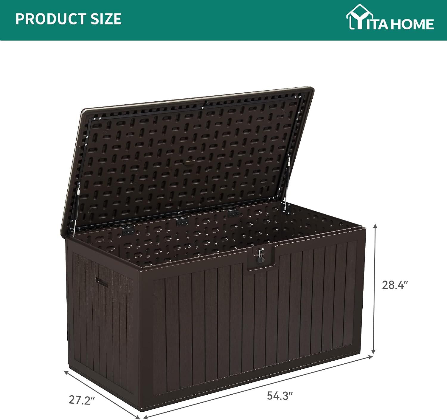 YITAHOME 180 Gallon Large Deck Box with Side Handles, Outdoor Double-Wall Storage for Patio Furniture Cushions, Garden Pool Accessories, Waterproof & Lockable