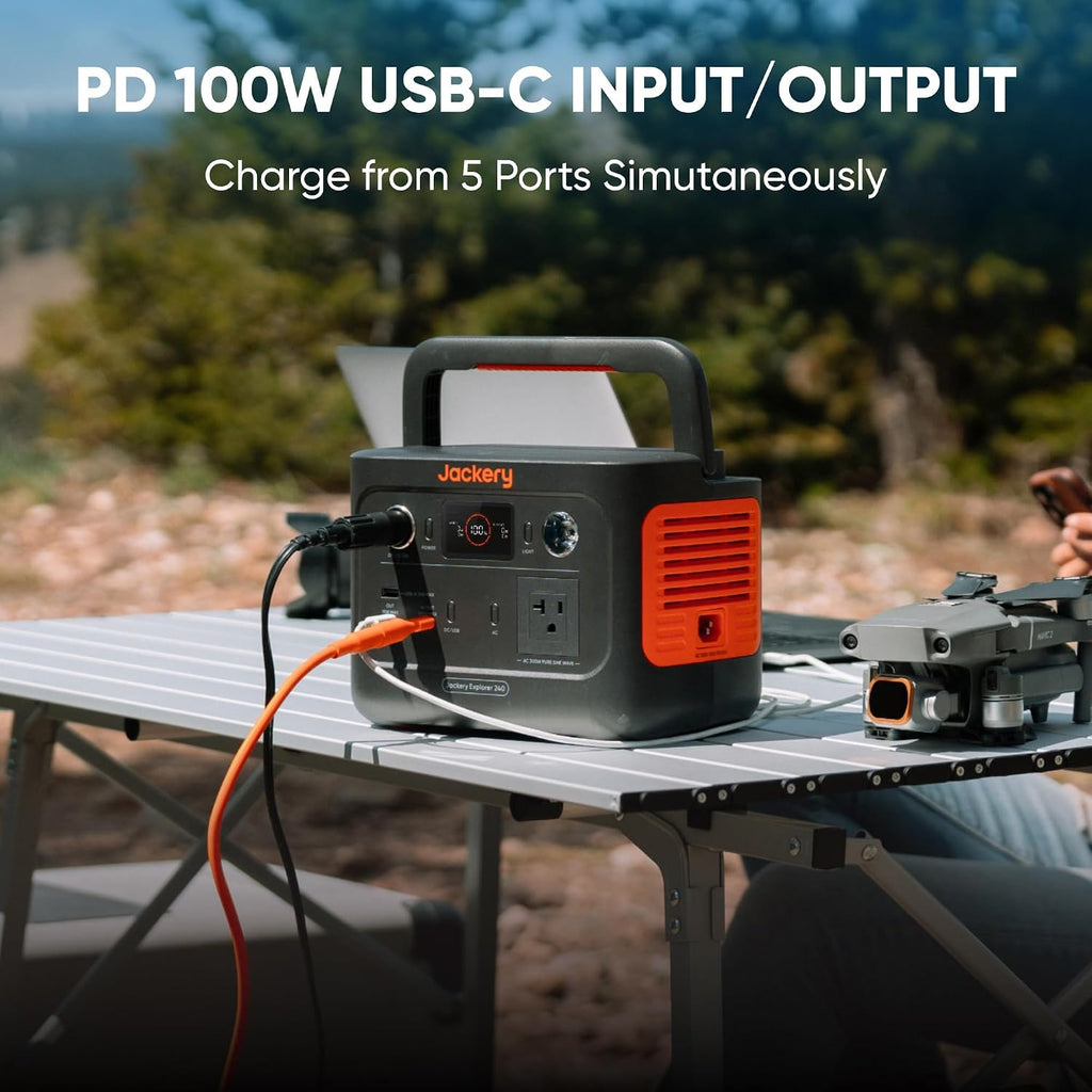 Jackery Explorer 240 v2 Portable Power Station*2 and 102W Fast Charger, 512Wh LiFePO4 Battery with 300W AC/100W USB-C Output, 1Hr Fast Charging, for Outdoor/Camping/RV/Travel/Emergency Backup