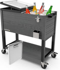 Permasteel 80 Quart Party Cooler, Rolling Ice Chest with Wheels and Handles for Indoor Outdoor Patio
